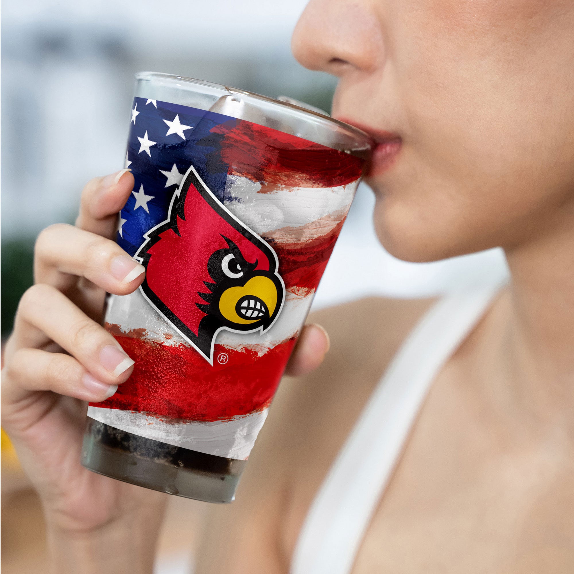 Lot de deux verres à bière Louisville Cardinals de style américain de 473 ml (16 oz).