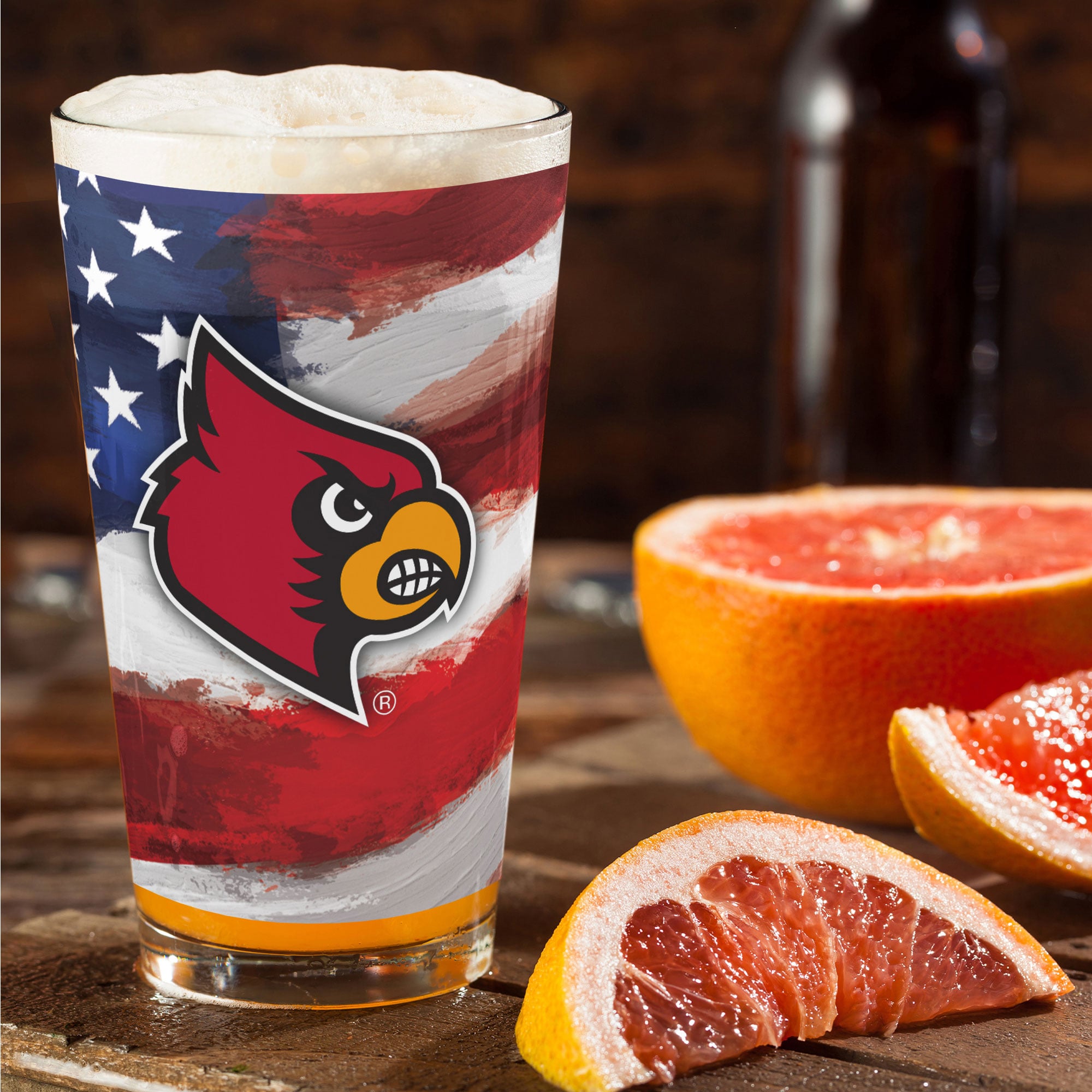 Lot de deux verres à bière Louisville Cardinals de style américain de 473 ml (16 oz).