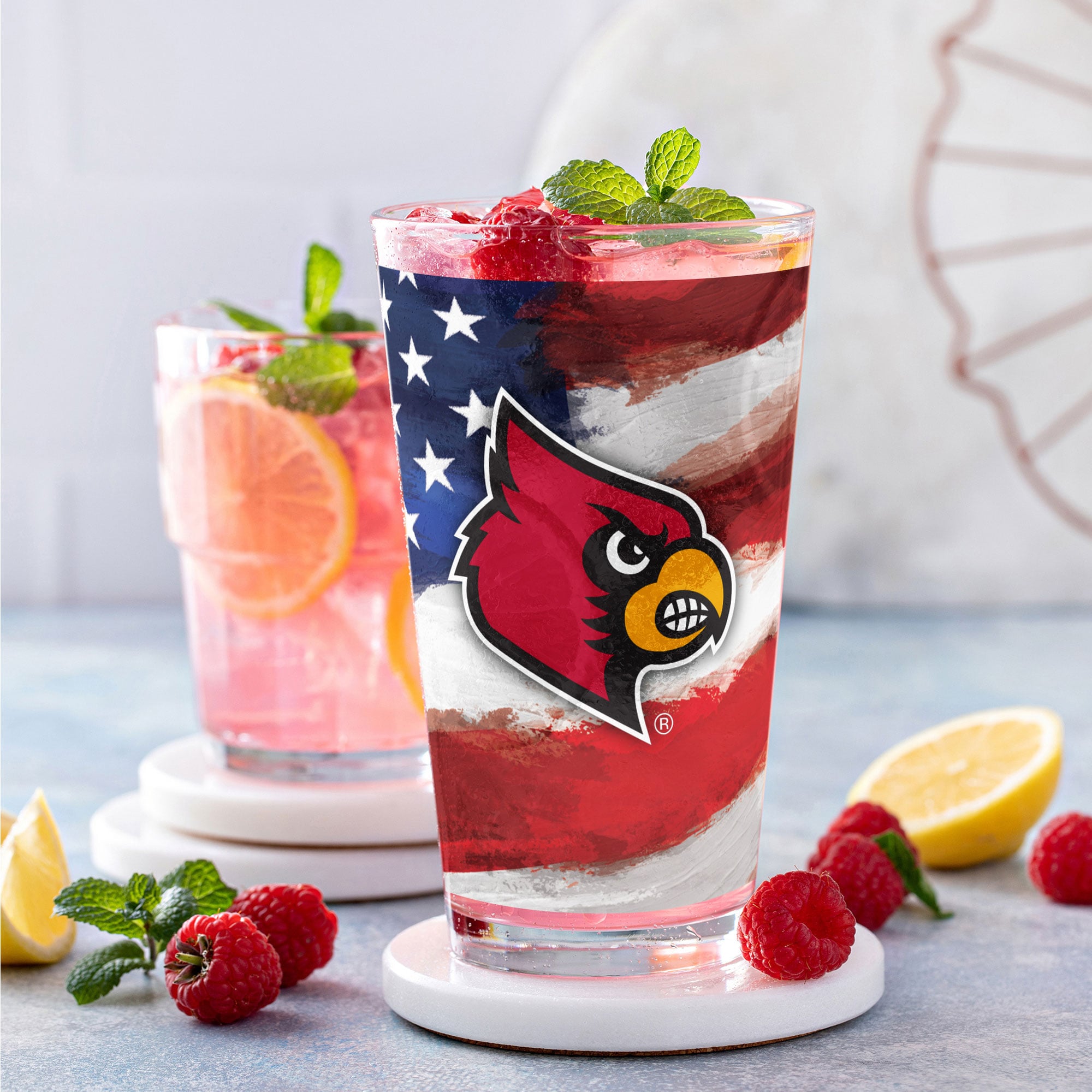 Lot de deux verres à bière Louisville Cardinals de style américain de 473 ml (16 oz).