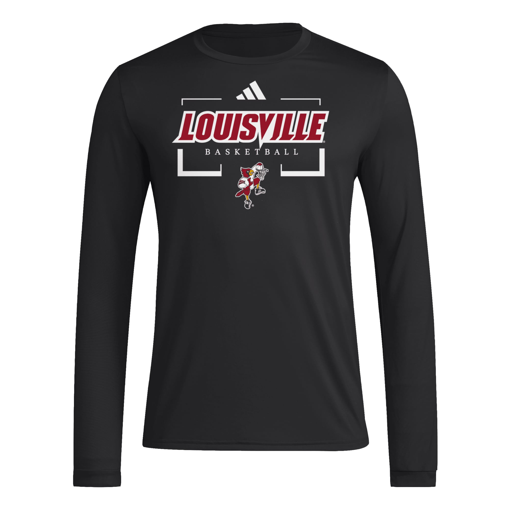 T-shirt à manches longues adidas noir Louisville Cardinals Basketball Icon Pregame pour homme