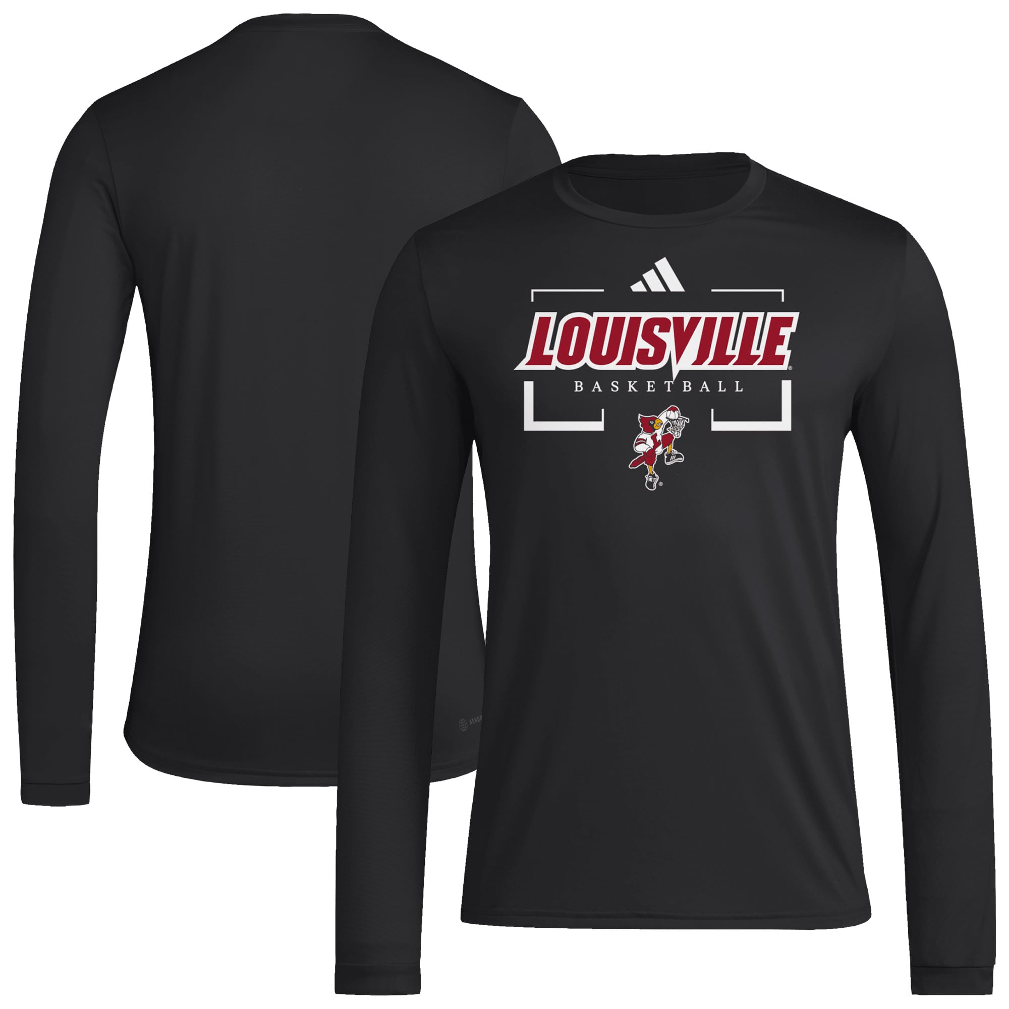 T-shirt à manches longues adidas noir Louisville Cardinals Basketball Icon Pregame pour homme