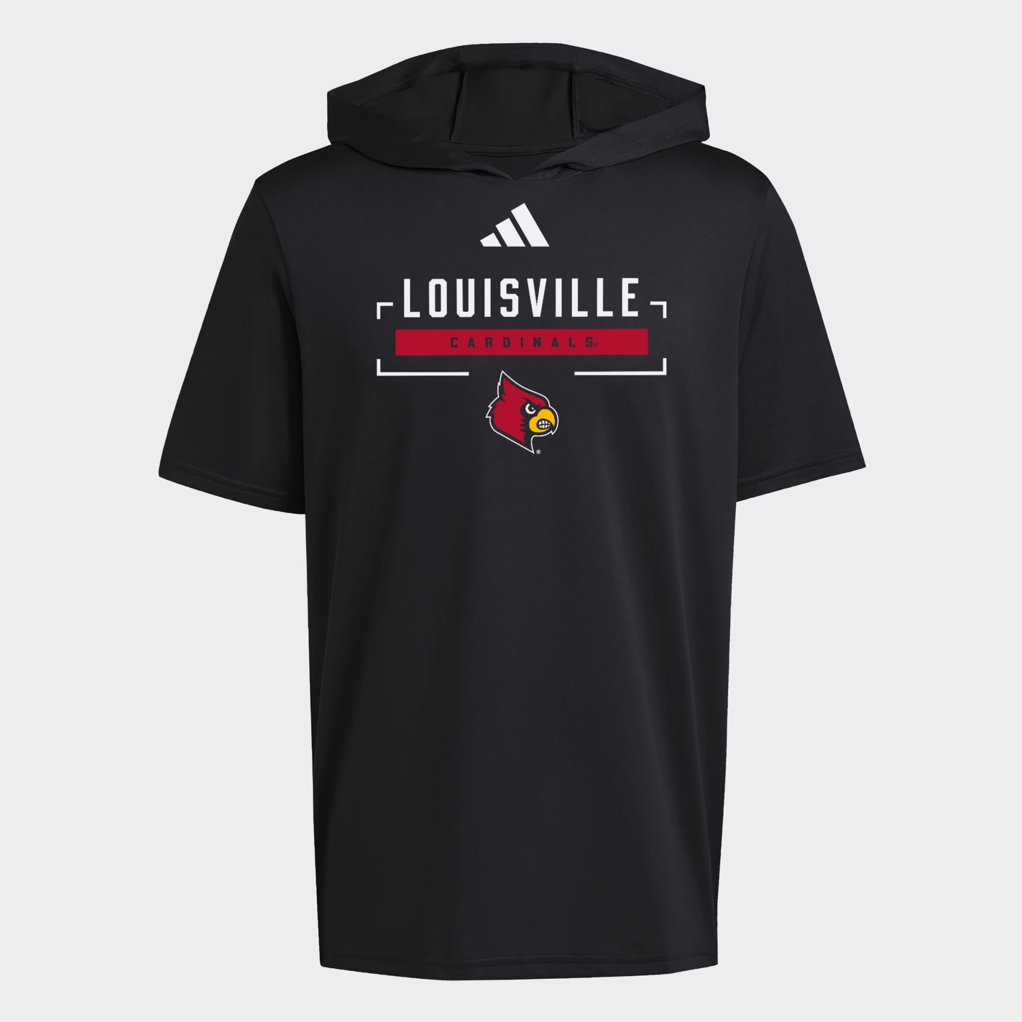Men's adidas Black Louisville Cardinals D4T Short Sleeve Hooded T-Shirt