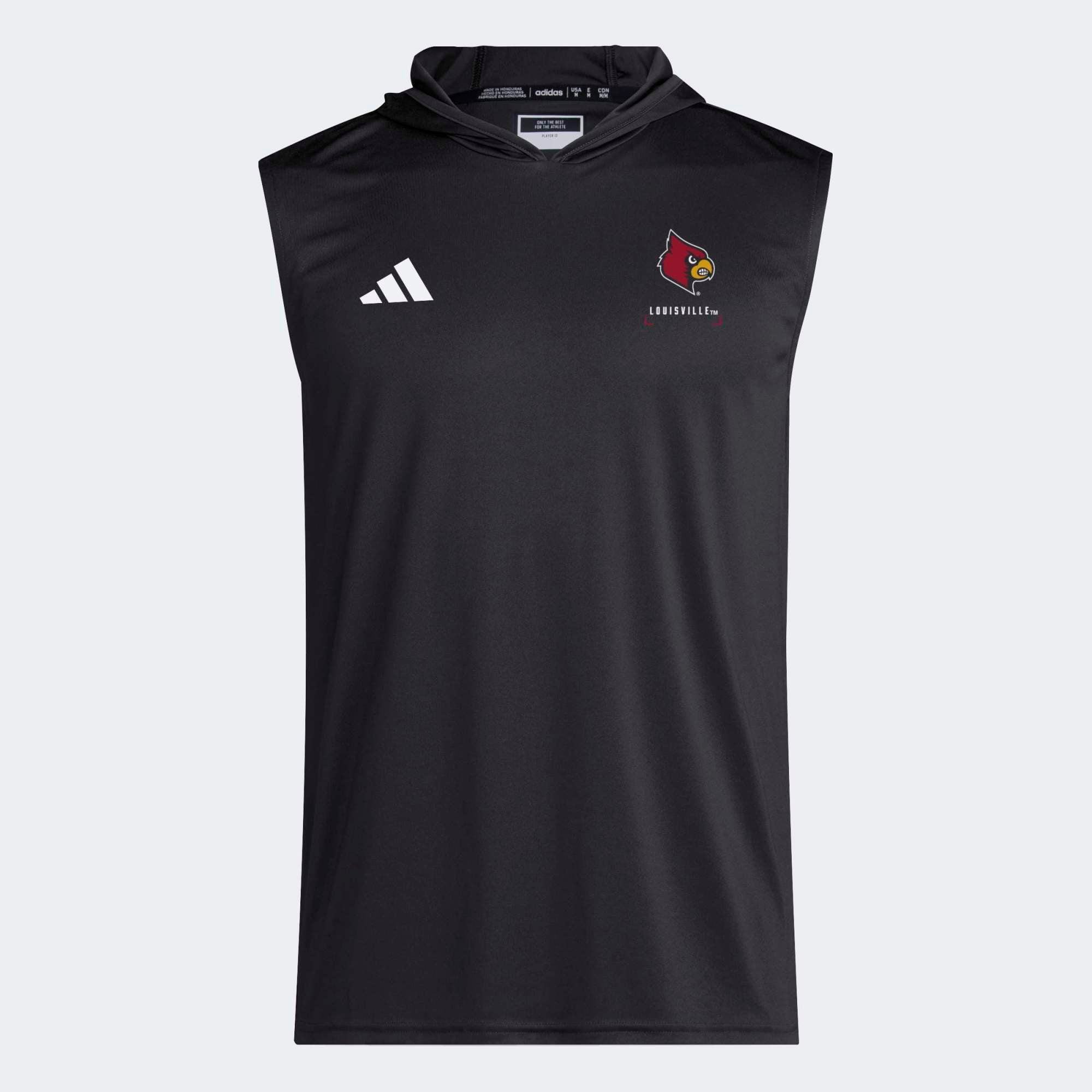 Men's adidas Black Louisville Cardinals D4T Sleeveless Hoodie