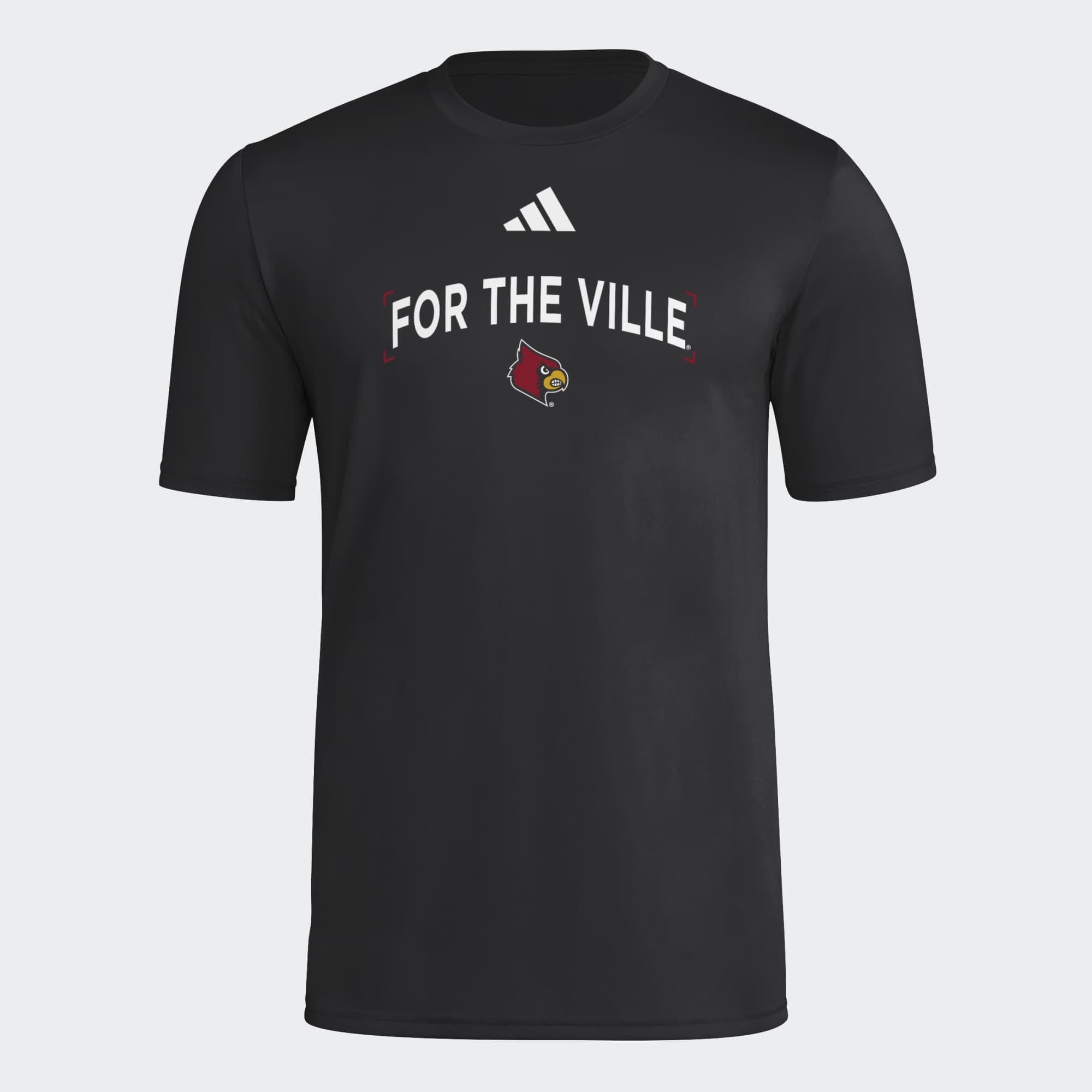 Men's adidas Black Louisville Cardinals Locker Slogan Football Pre-Game T-Shirt