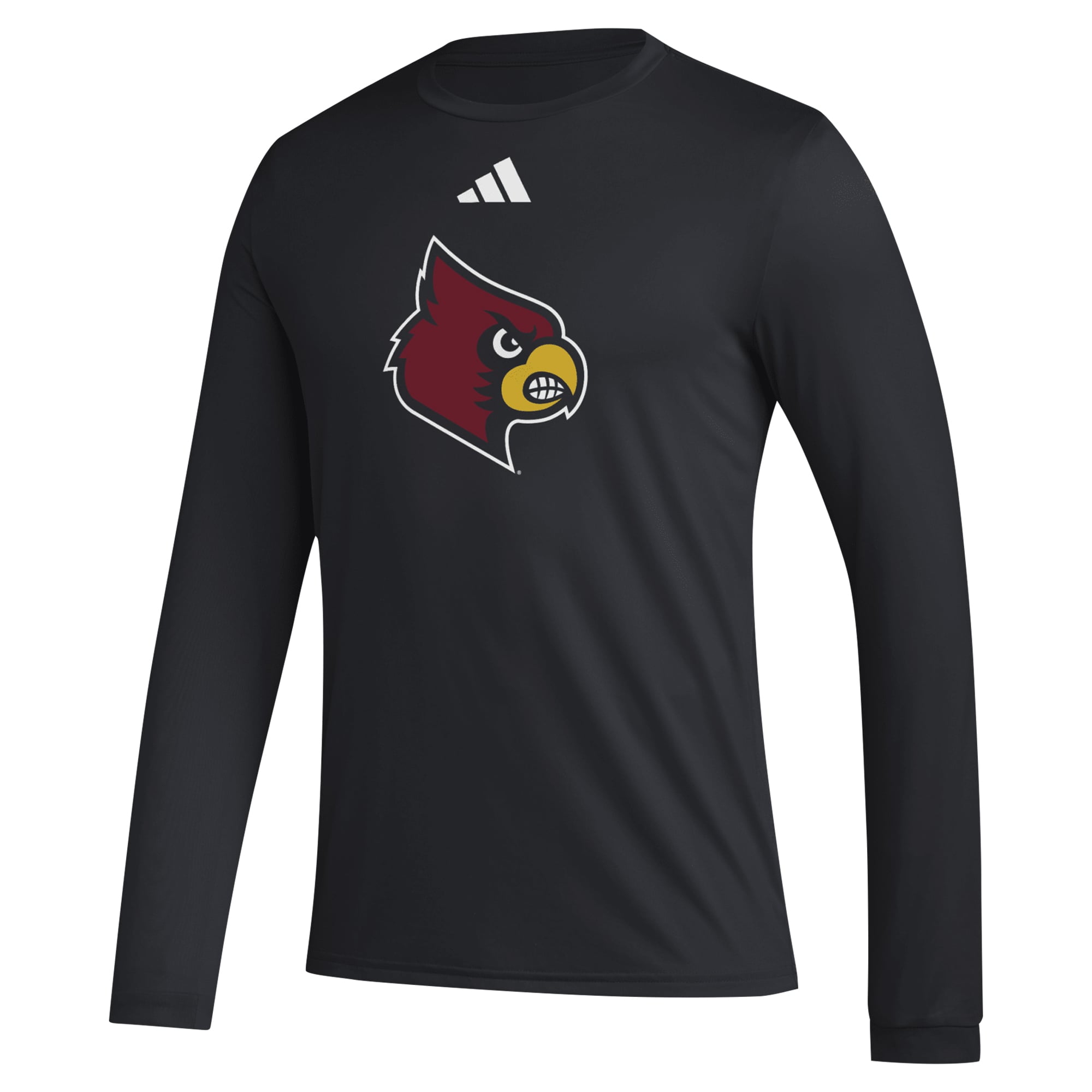 T-shirt à manches longues d'avant-match avec logo de casier principal des Louisville Cardinals adidas noir pour hommes