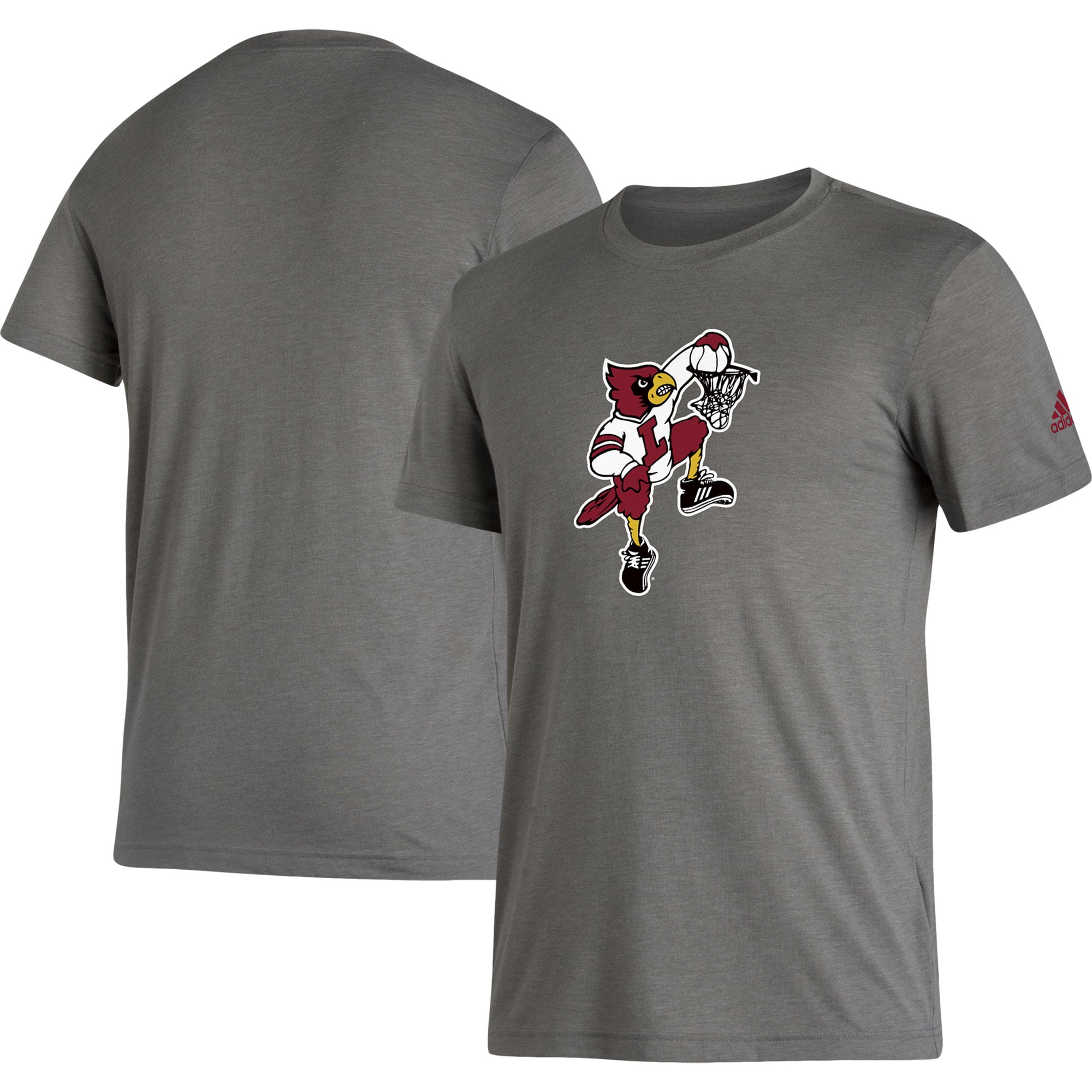 Men's adidas Gray Louisville Cardinals Basics Heritage Tri-Blend T