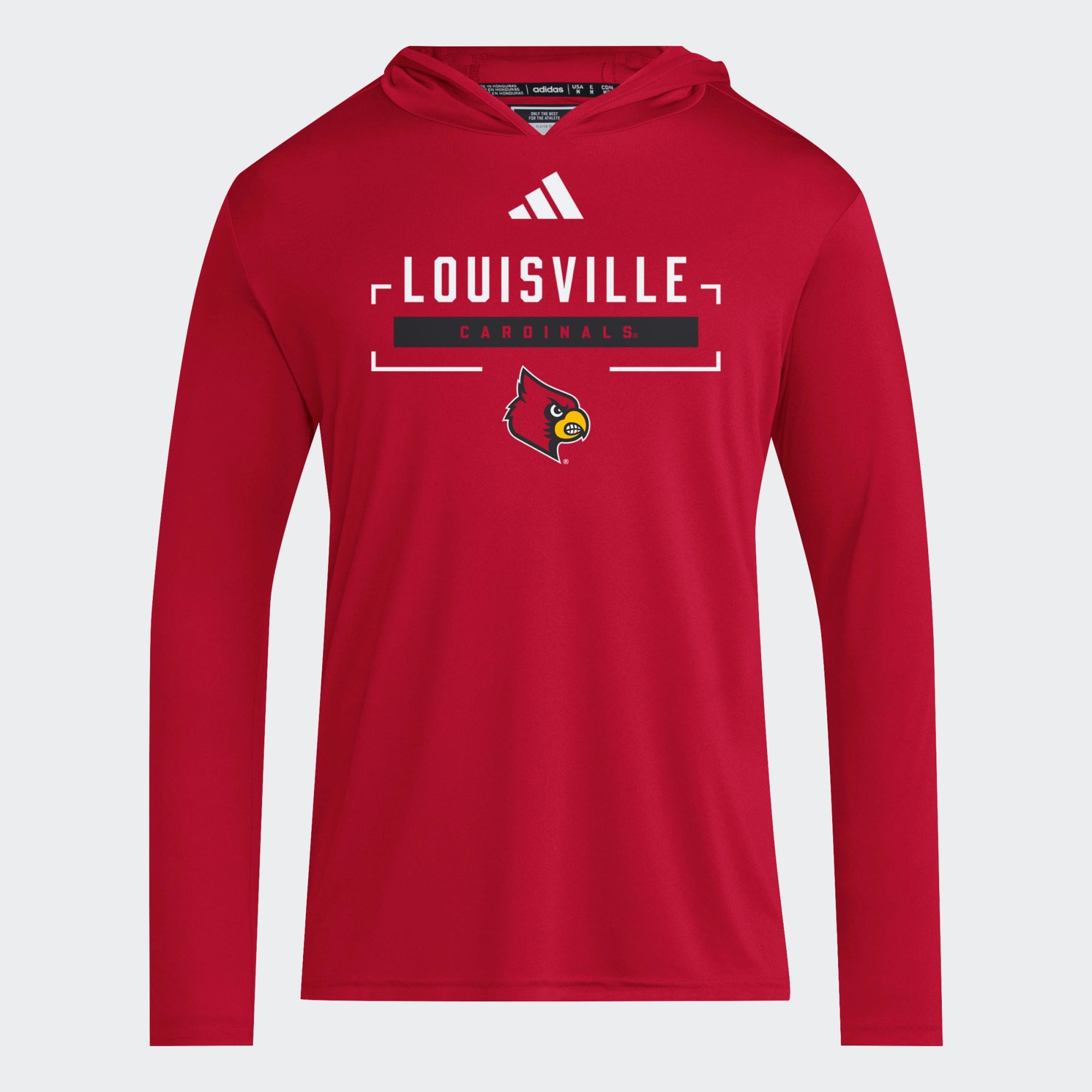 Men's adidas Red Louisville Cardinals D4T Long Sleeve Hooded T-Shirt
