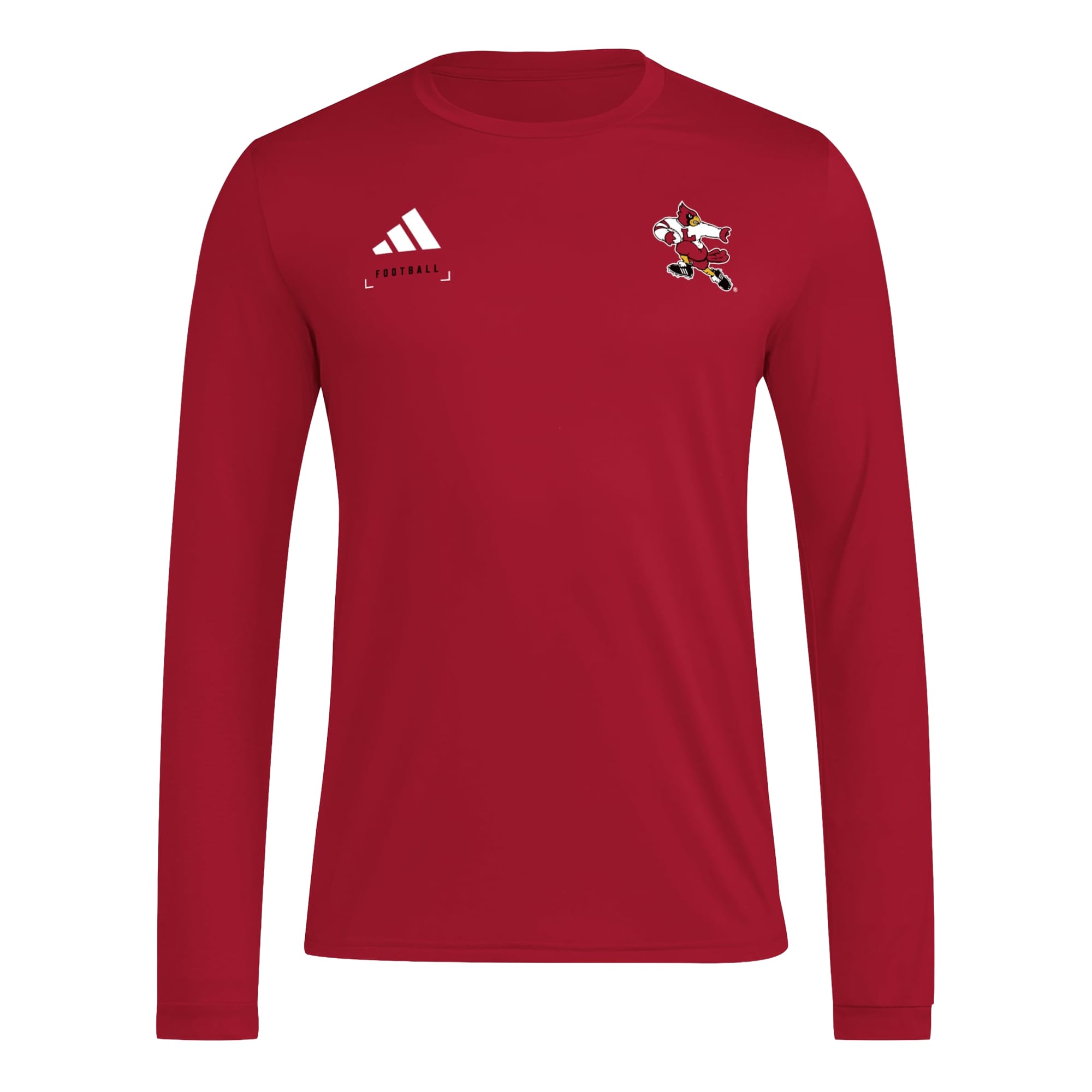 Men's adidas  Red Louisville Cardinals Locker Football Icon AEROREADY Pre-Game Long Sleeve T-Shirt