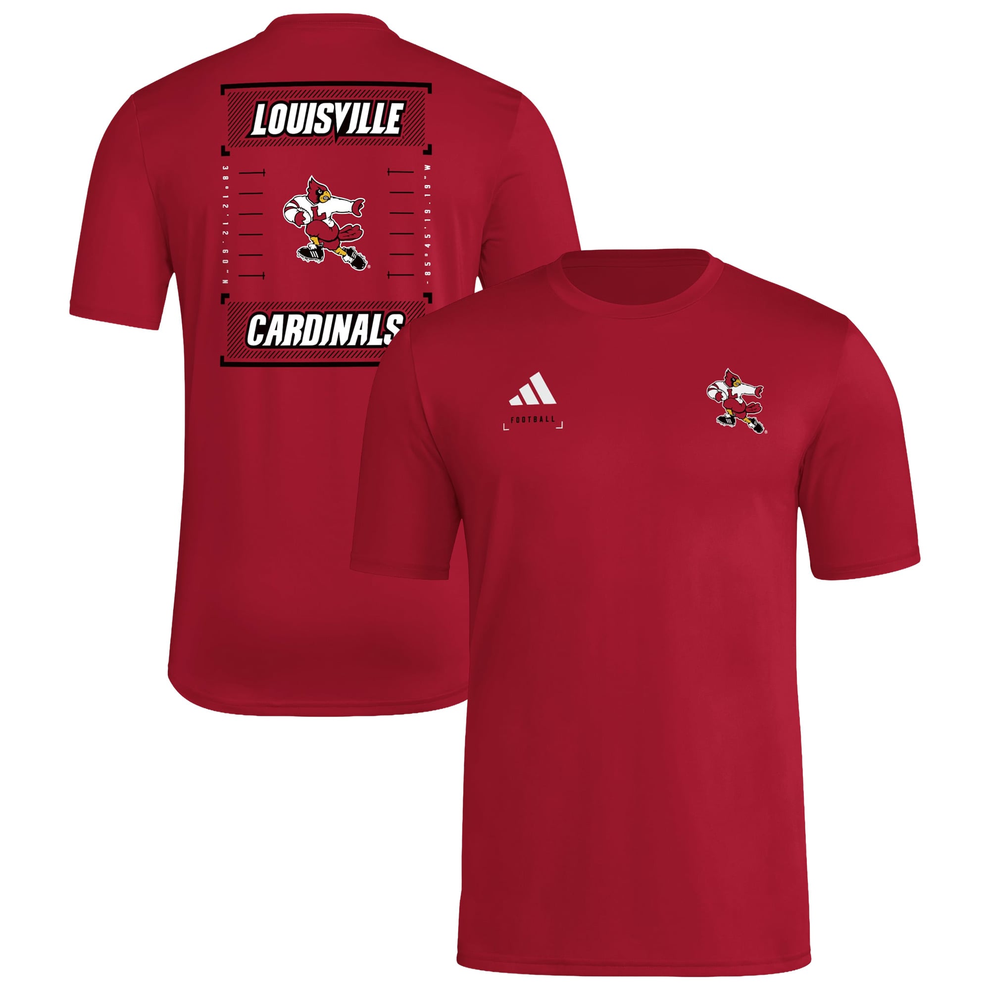 Men's adidas Red Louisville Cardinals Locker Football Icon AEROREADY Pre-Game T-Shirt