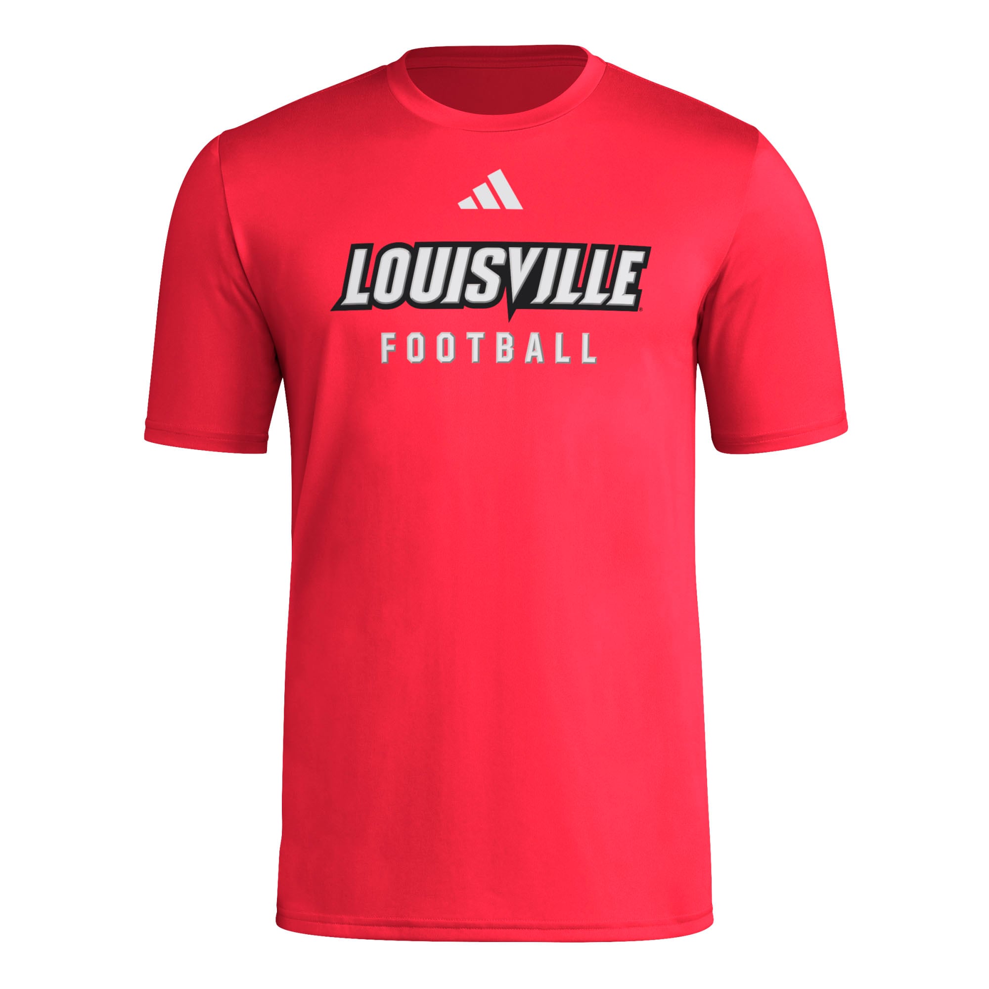 Men's adidas  Red Louisville Cardinals Locker Practice Football Pre-Game T-Shirt