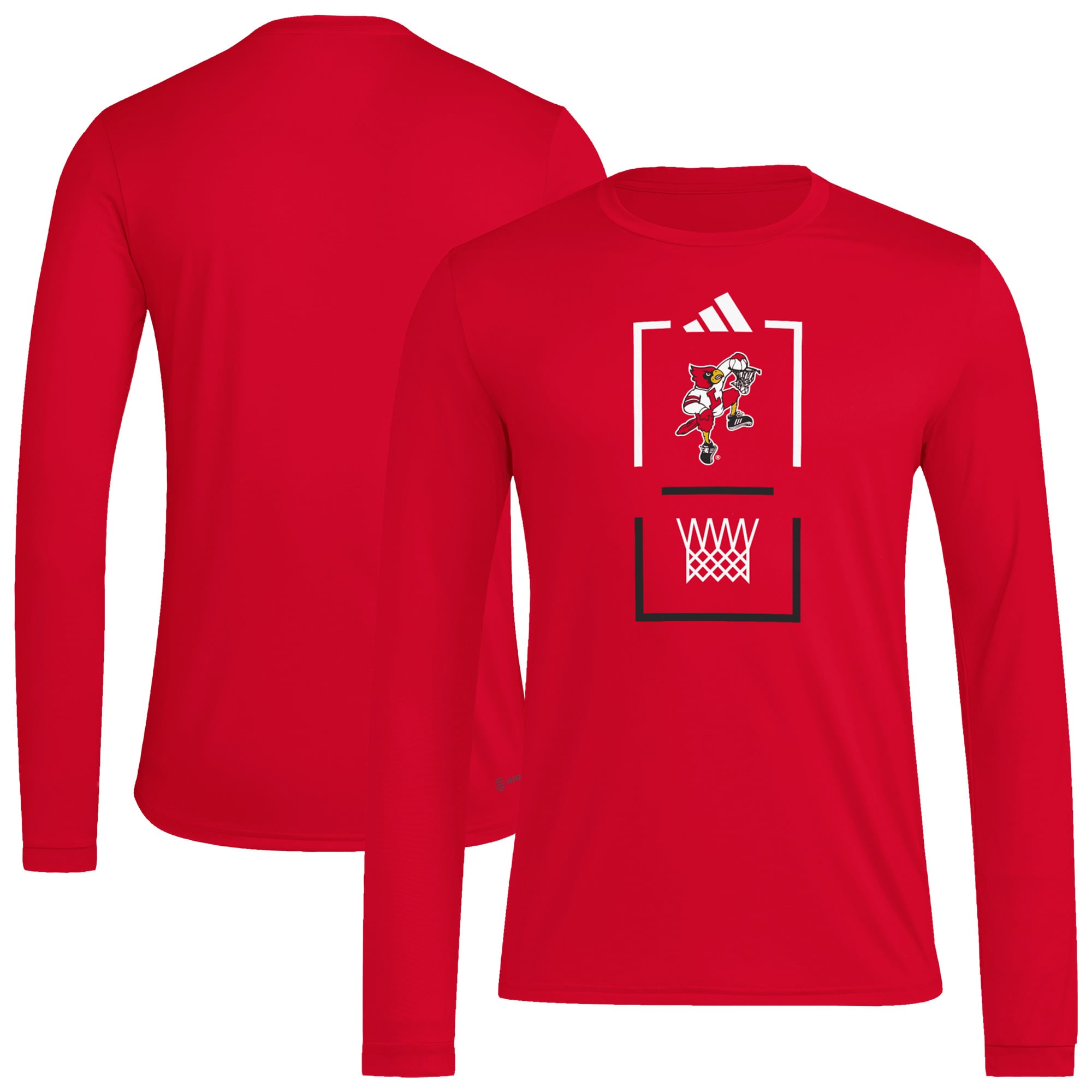 T-shirt à manches longues adidas rouge Louisville Cardinals pour homme, modèle AEROREADY d'avant-match