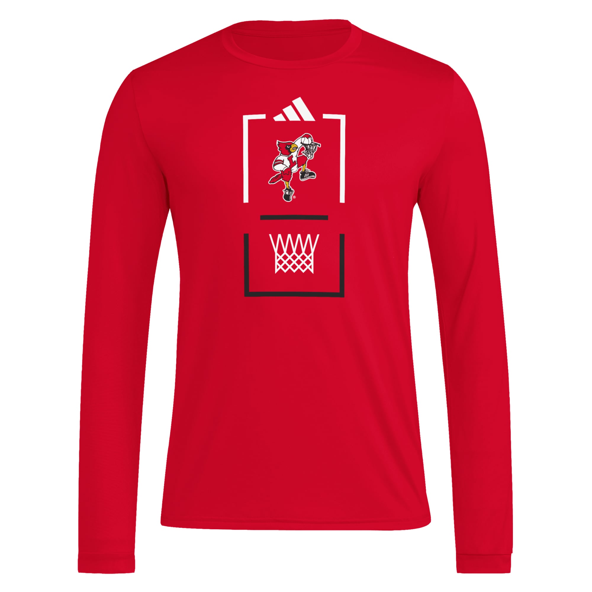 T-shirt à manches longues adidas rouge Louisville Cardinals pour homme, modèle AEROREADY d'avant-match