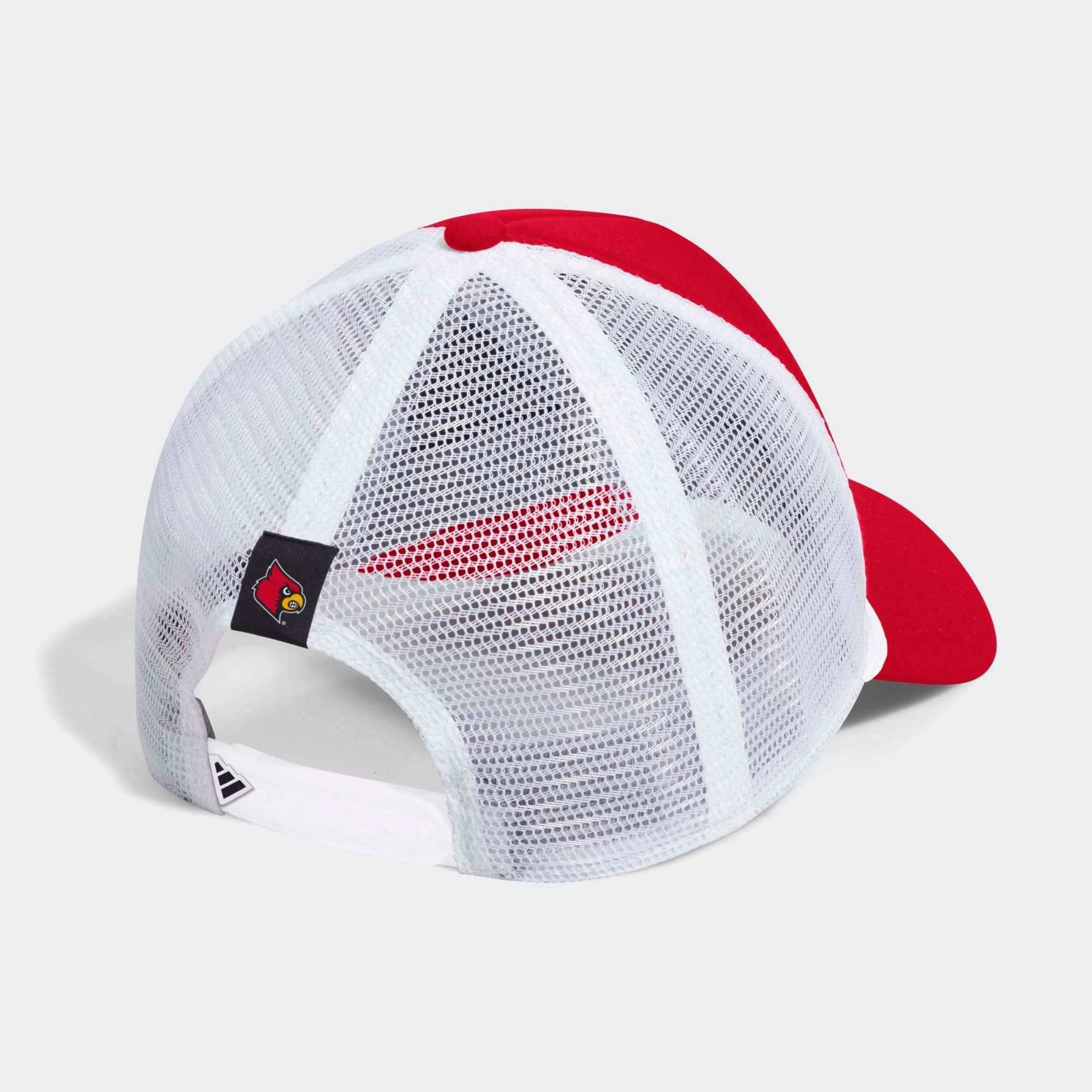 Men's adidas Red/White Louisville Cardinals Foam Front Trucker Adjustable Hat