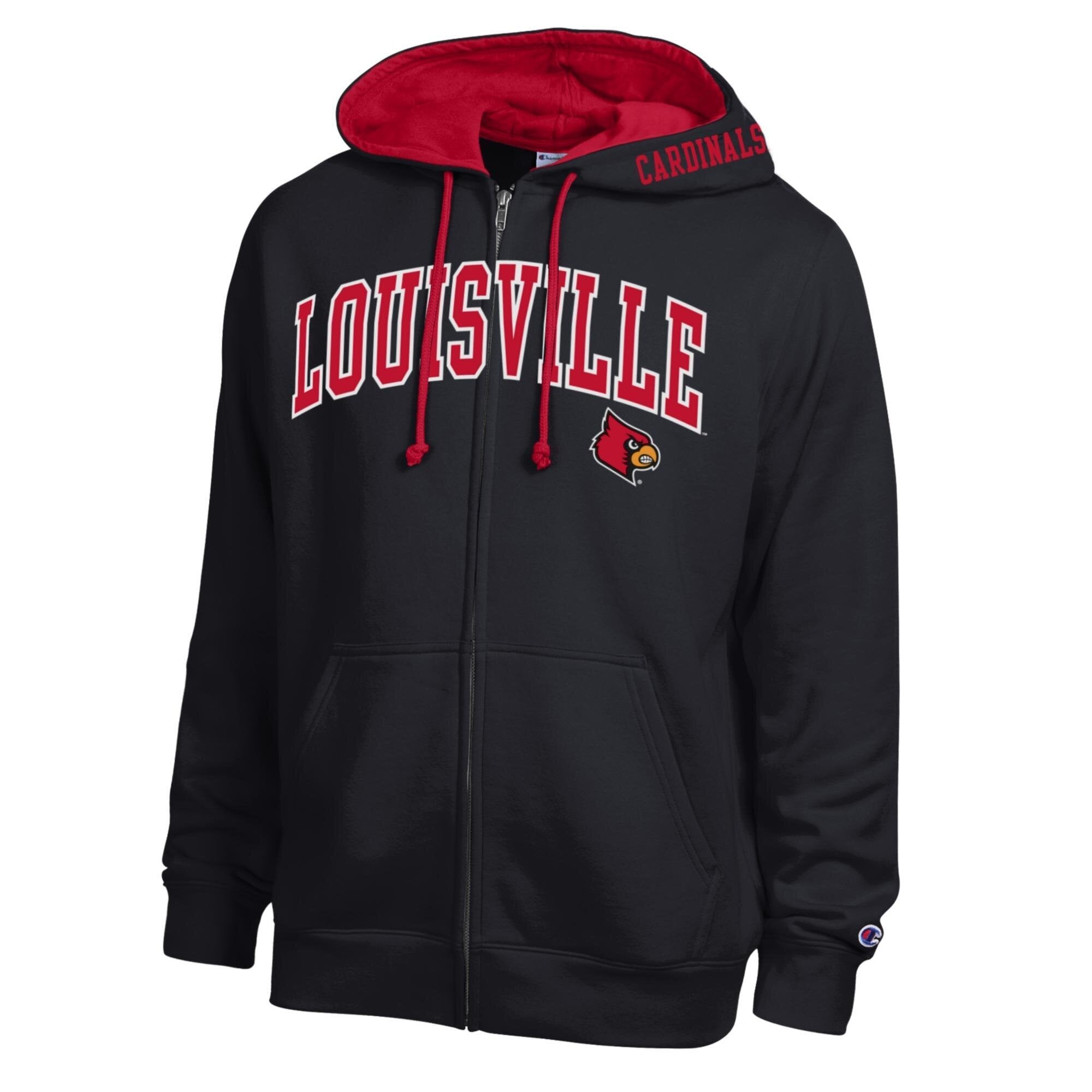 Men's Champion Louisville Cardinals Arch Logo Full-Zip Fleece Hoodie