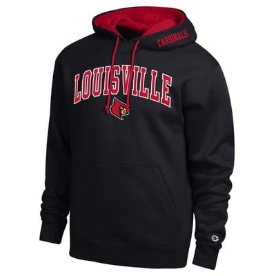  Louisville Cardinals Champion Arch Tackle Twill Hoodie - Black