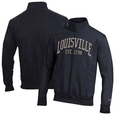  Louisville Cardinals Champion Powerblend Quarter-Zip Pullover - Black
