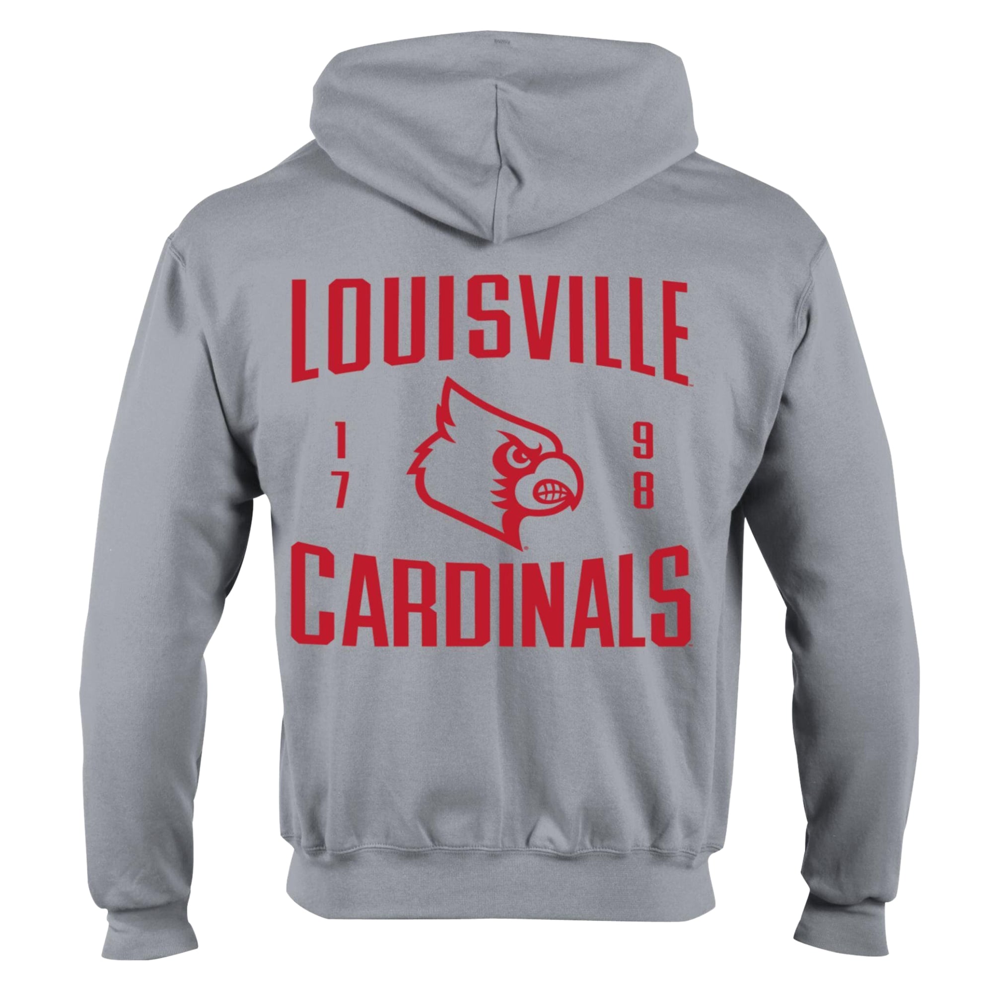 Men's Champion  Heather Gray Louisville Cardinals Varsity Powerblend Full-Zip Fleece Hoodie