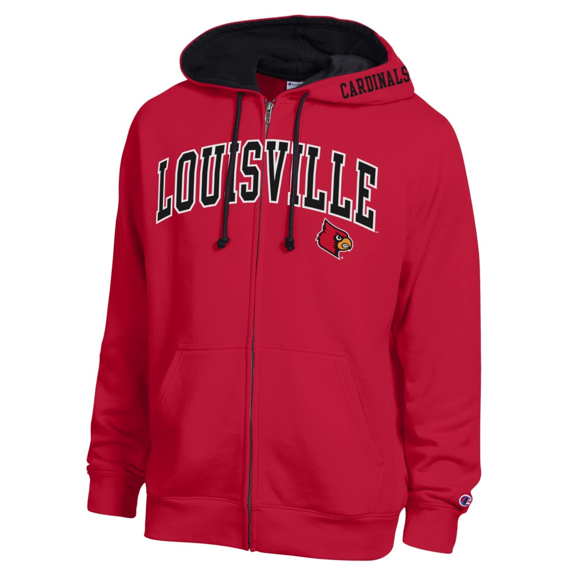 Sweat à capuche zippé en polaire Champion rouge Louisville Cardinals avec logo Arch pour homme