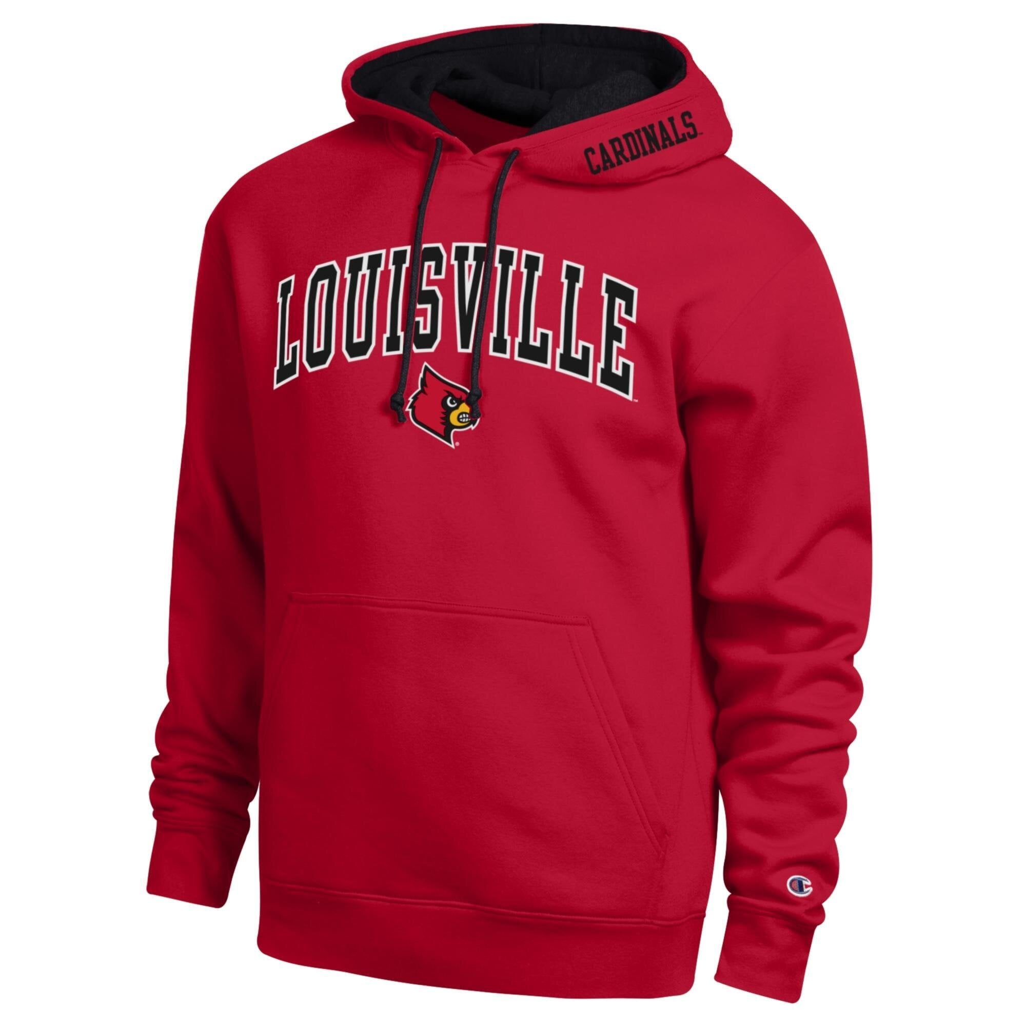 Sweat à capuche Champion rouge Louisville Cardinals Arch Tackle en sergé pour homme