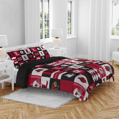 Louisville Cardinals Pegasus Patchwork Plaid Three-Piece Full/Queen Bed in a Bag Set