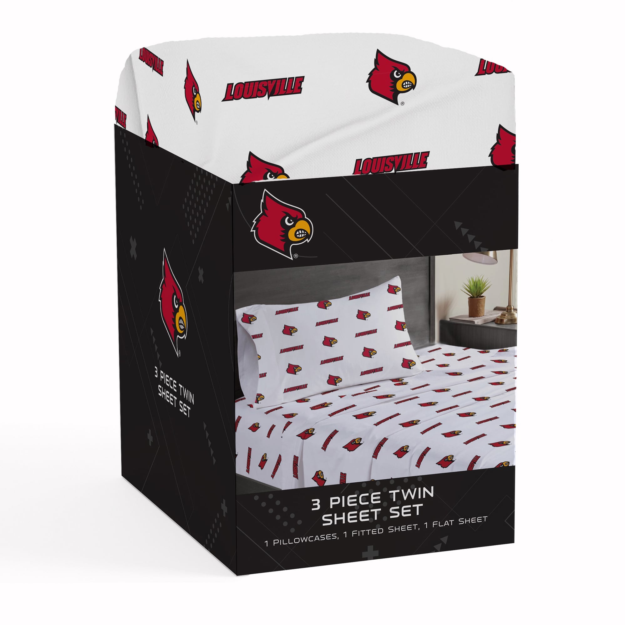 Pegasus Louisville Cardinals Three-Piece Twin Sheet Set