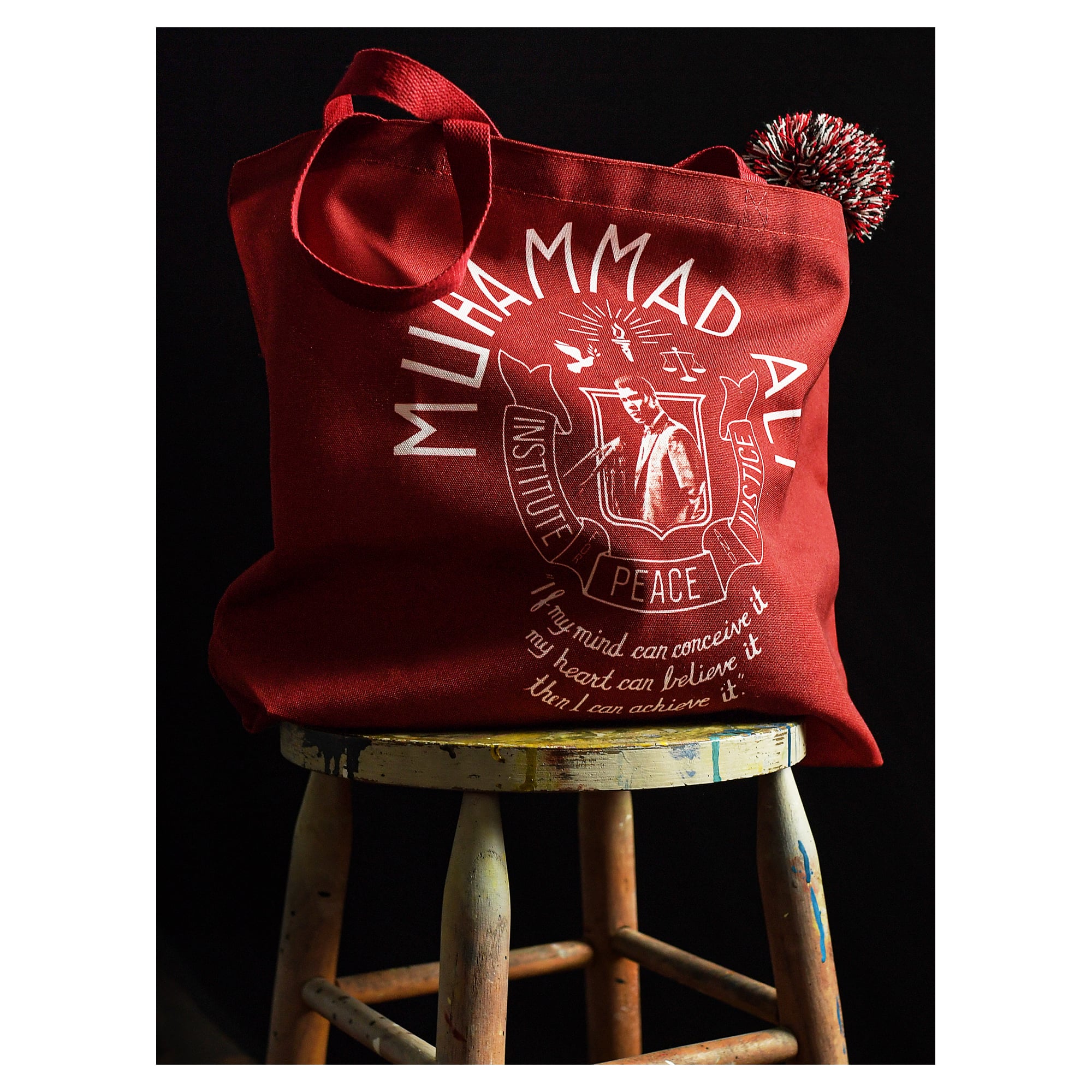 Roots of Fight x Louisville Cardinals x Muhammad Ali Red Believe It Tote Bag