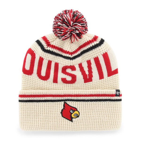 Bonnet unisexe '47 crème Louisville Cardinals en maille gaufrée à revers avec pompon