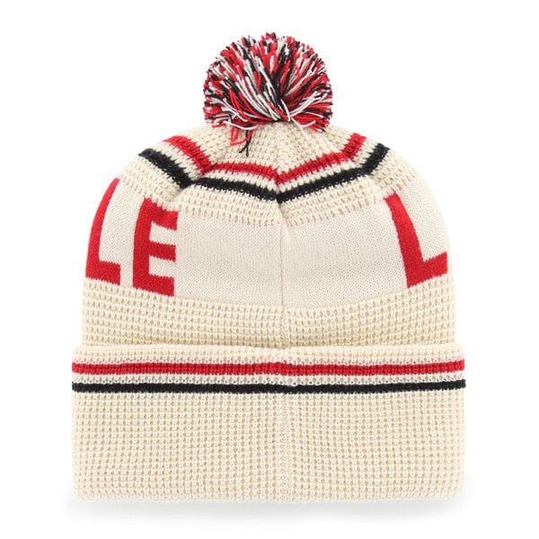 Bonnet unisexe '47 crème Louisville Cardinals en maille gaufrée à revers avec pompon