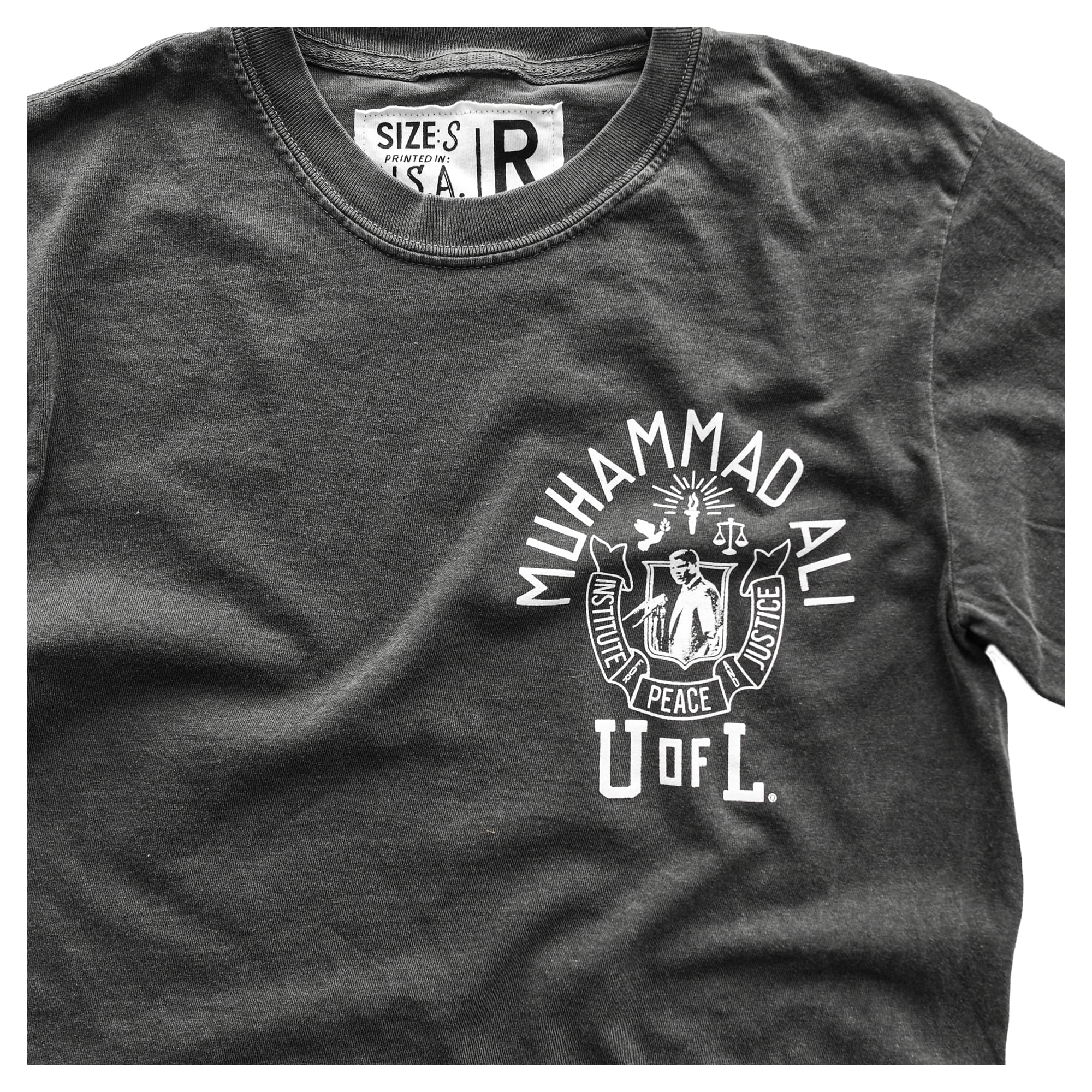 Unisex Roots of Fight x Louisville Cardinals Muhammad Ali Charcoal Peace & Justice Long Sleeve T-Shirt