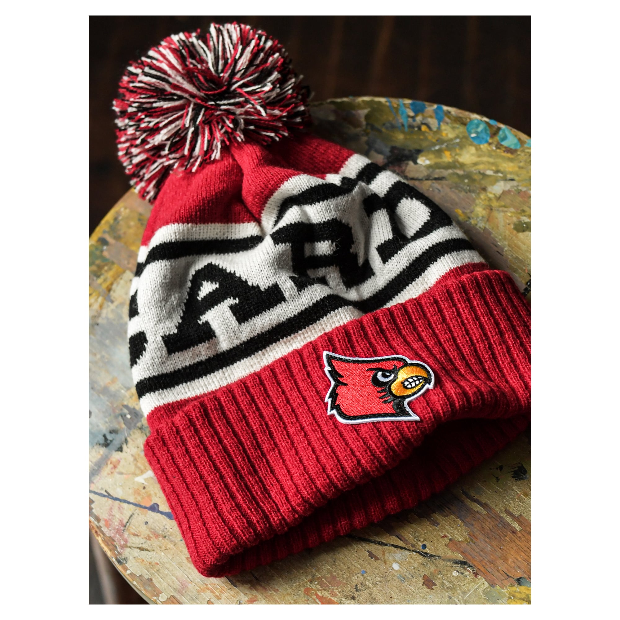 Unisex Roots of Fight x Louisville Cardinals x Muhammad Ali Red Cuffed Knit Hat with Pom