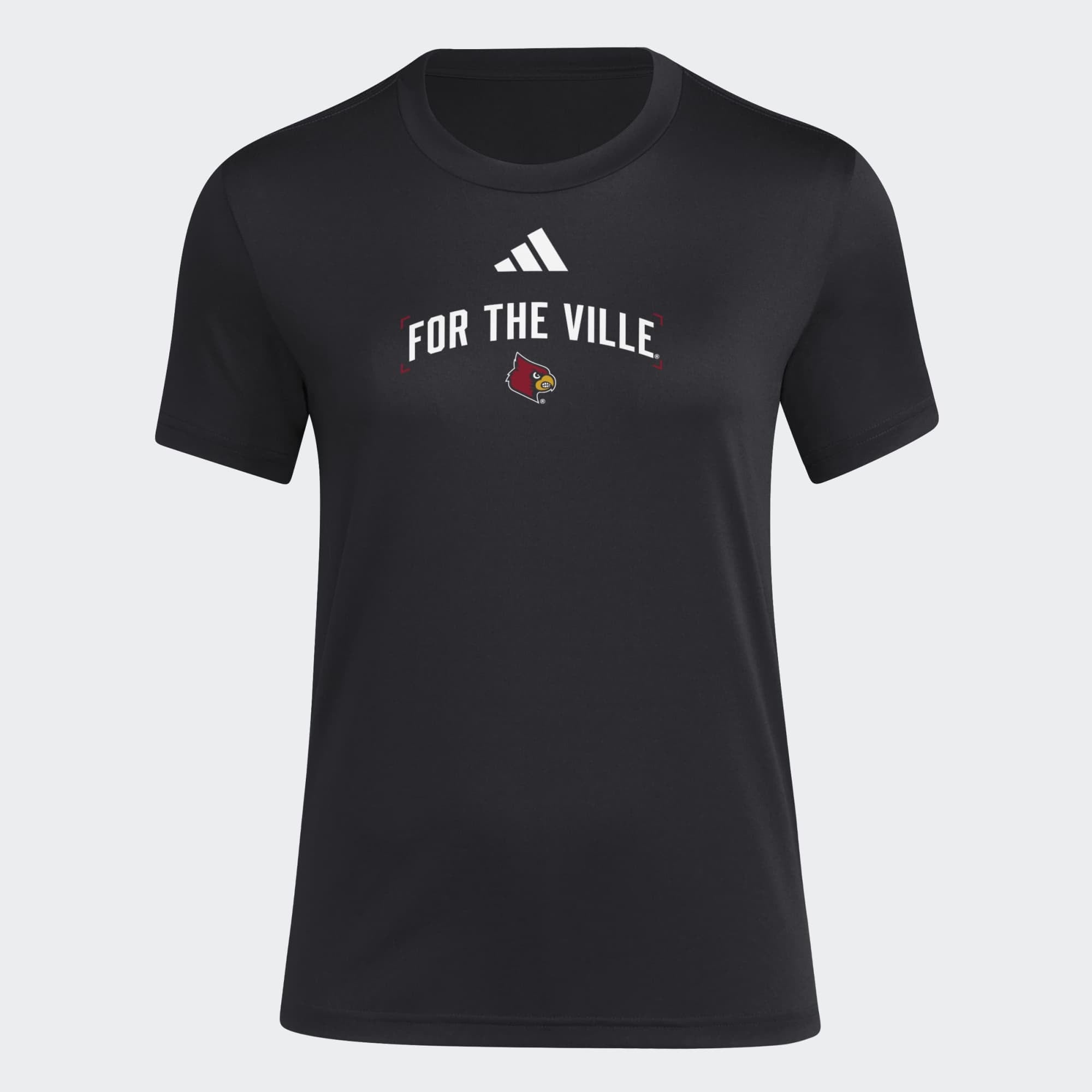 Women's adidas Black Louisville Cardinals Locker Slogan Pre-Game T-Shirt