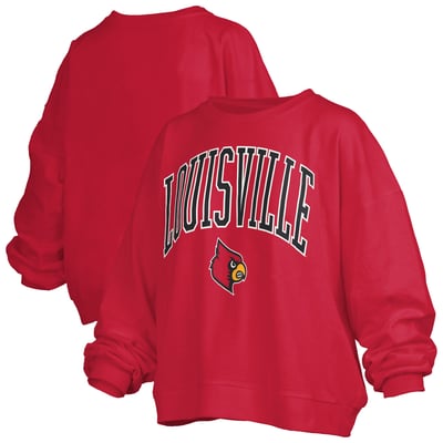 Louisville Cardinals Pressbox Women's Oversized Janise Arch Over Logo Fleece Sweatshirt - Red