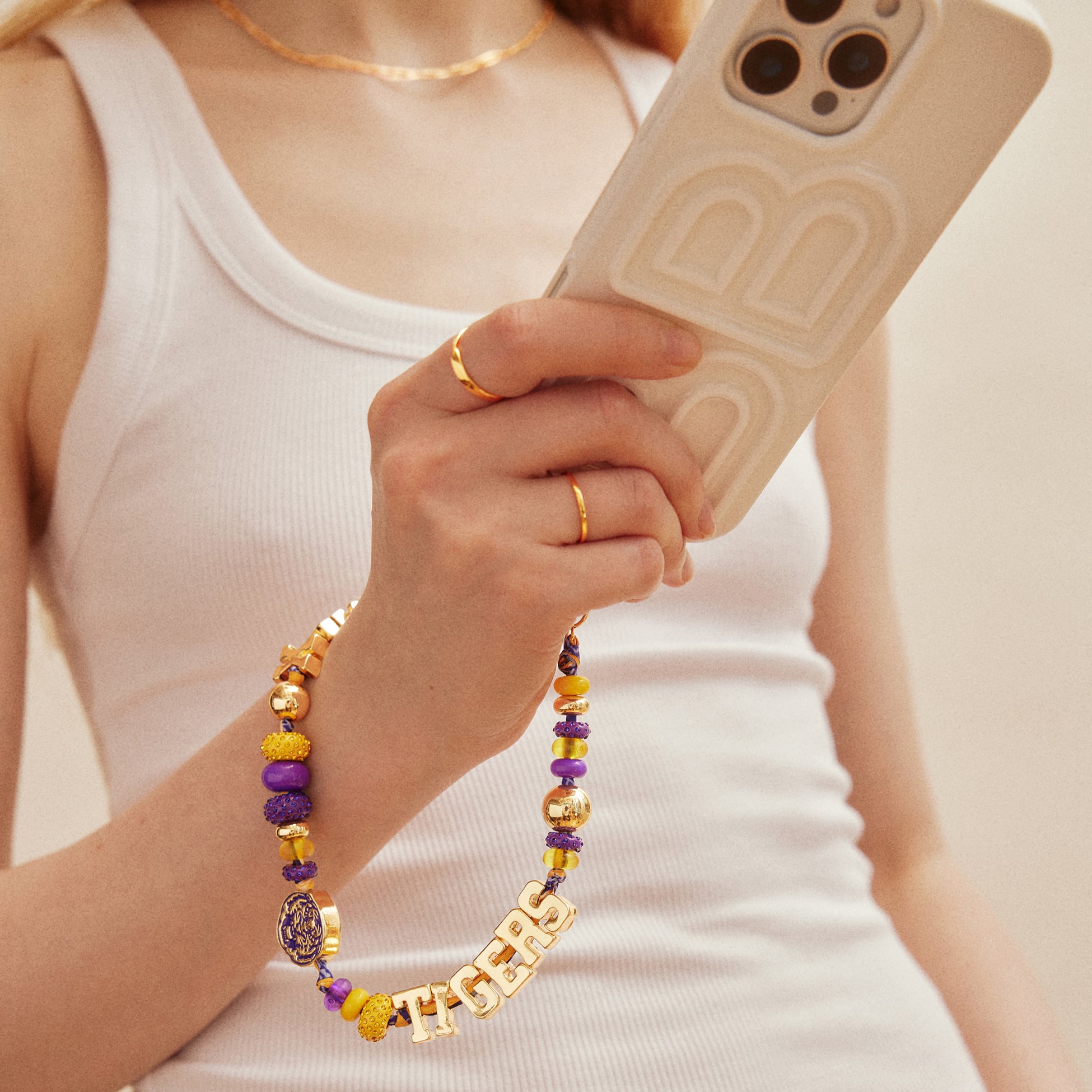 BaubleBar LSU Tigers Beaded Phone Strap