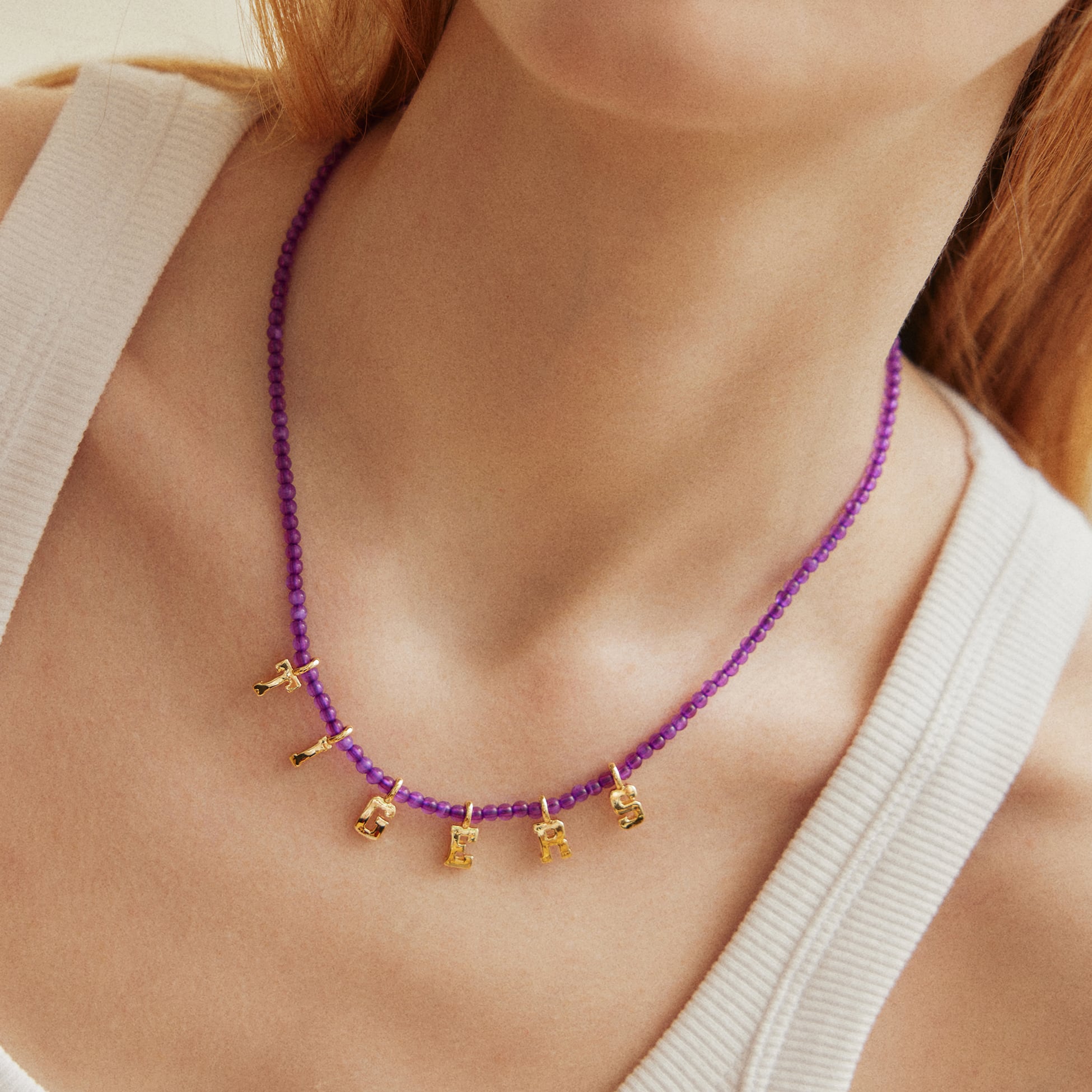 BaubleBar LSU Tigers Delicate Beaded Slogan Necklace