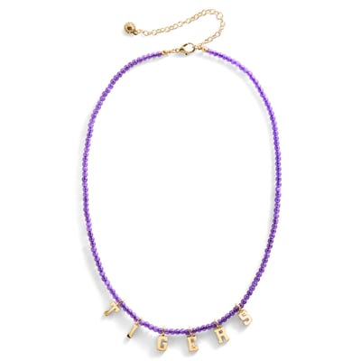 Collier à slogan délicat en perles BaubleBar LSU Tigers