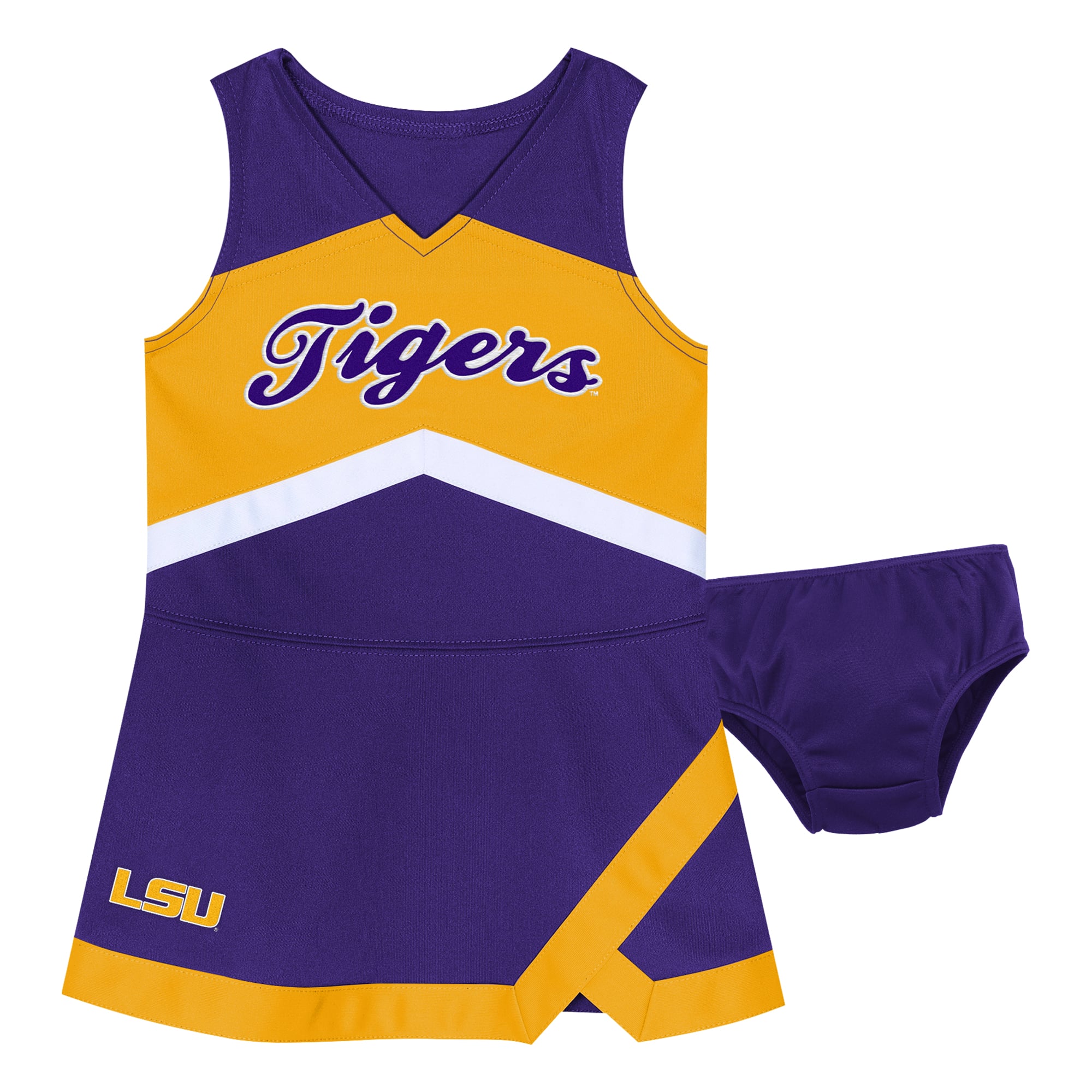 Girls Preschool Outerstuff Purple LSU Tigers Two-Piece Cheer Captain Jumper Dress & Bloomers Set