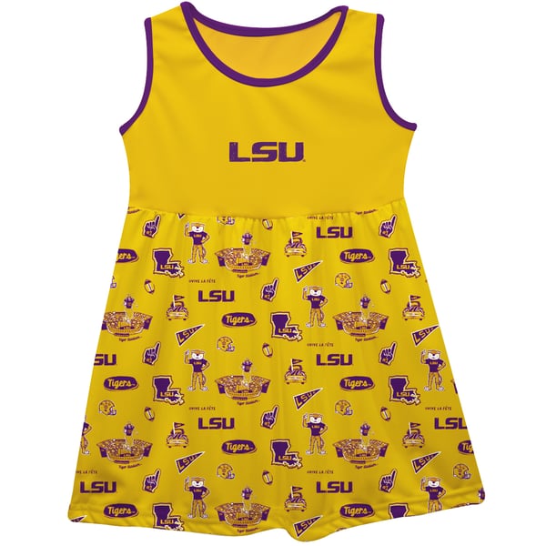 Girls Toddler Vive La Fete Gold LSU Tigers Impressions Artwork Tank Top Dress