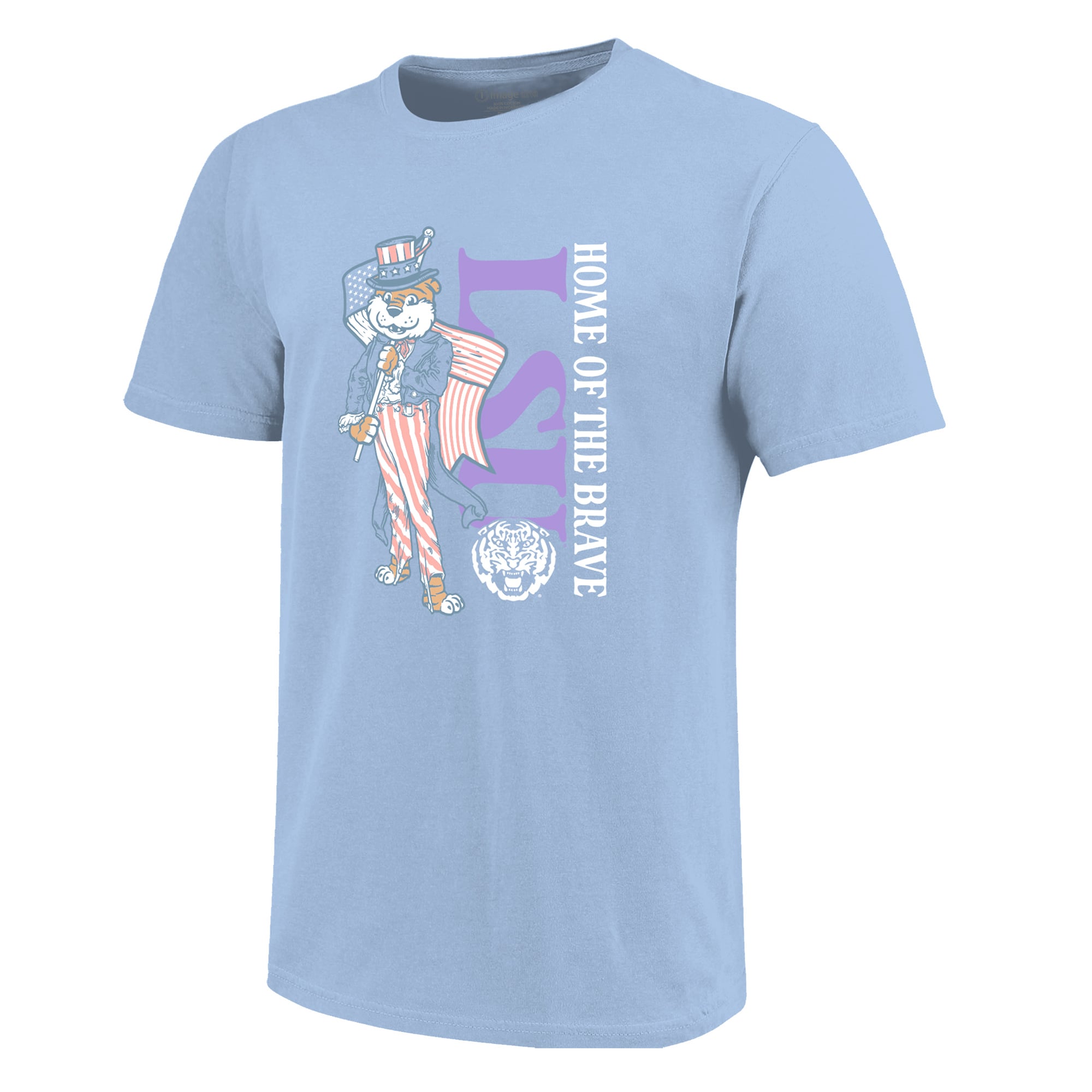 Girls Youth  Light Blue LSU Tigers Americana Mascot Flag T-Shirt