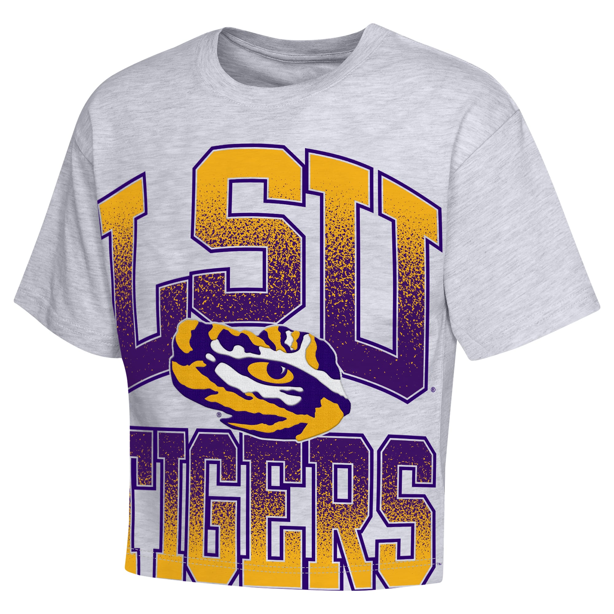 Girls Youth Outerstuff Heather Gray LSU Tigers Big Team Energy Cropped Boxy T-Shirt