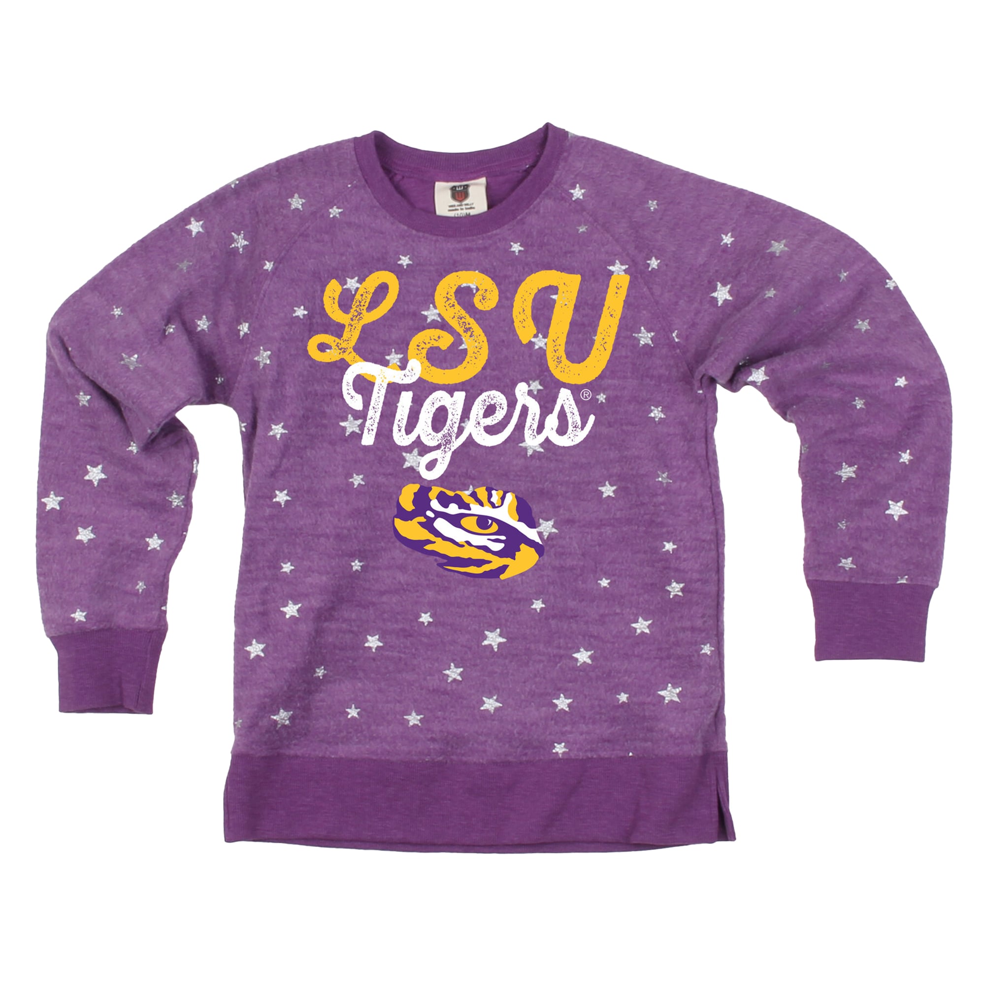Sweat-shirt en polaire inversée Wes & Willy violet LSU Tigers pour filles