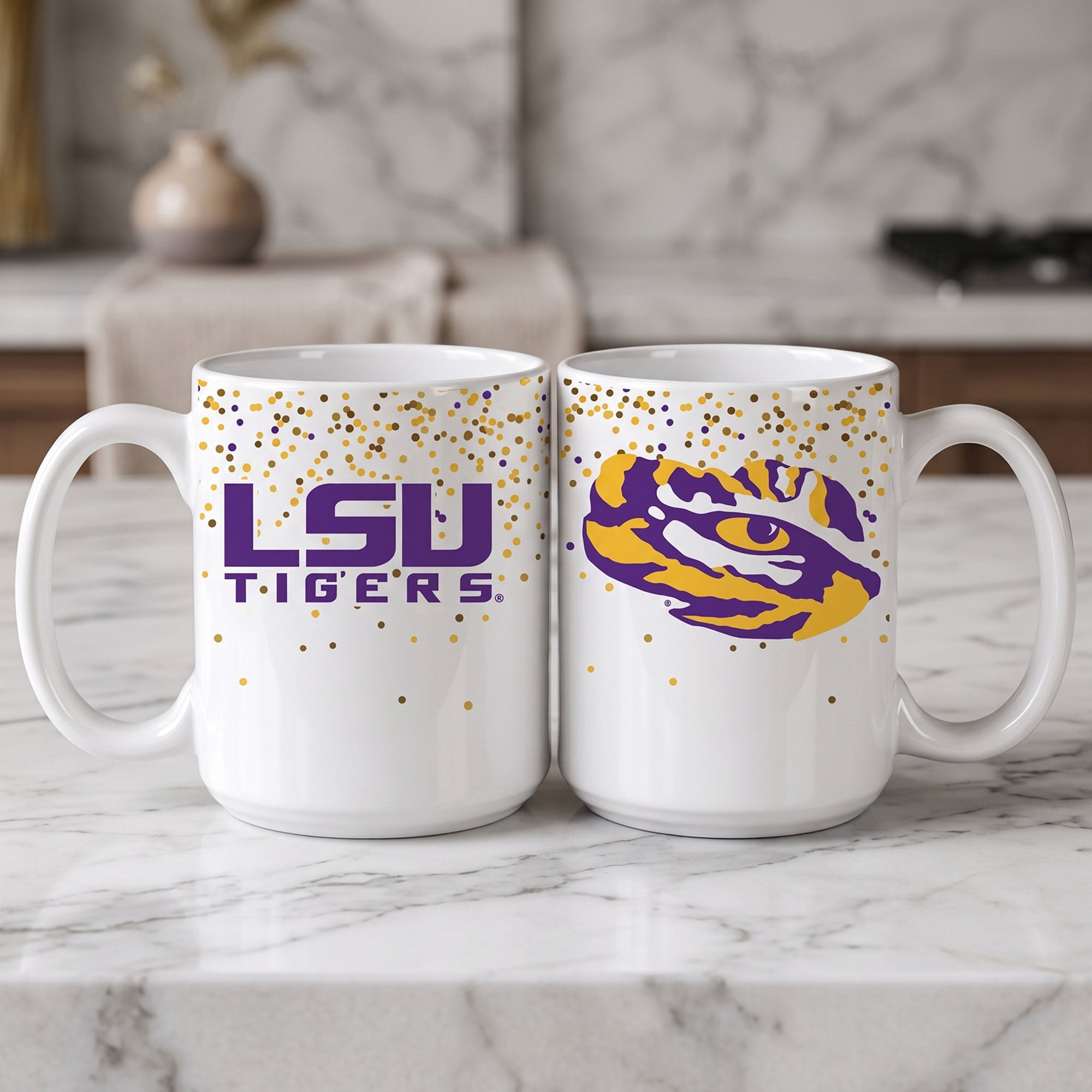 Indigo Falls LSU Tigers Confetti Mug - Set of 2