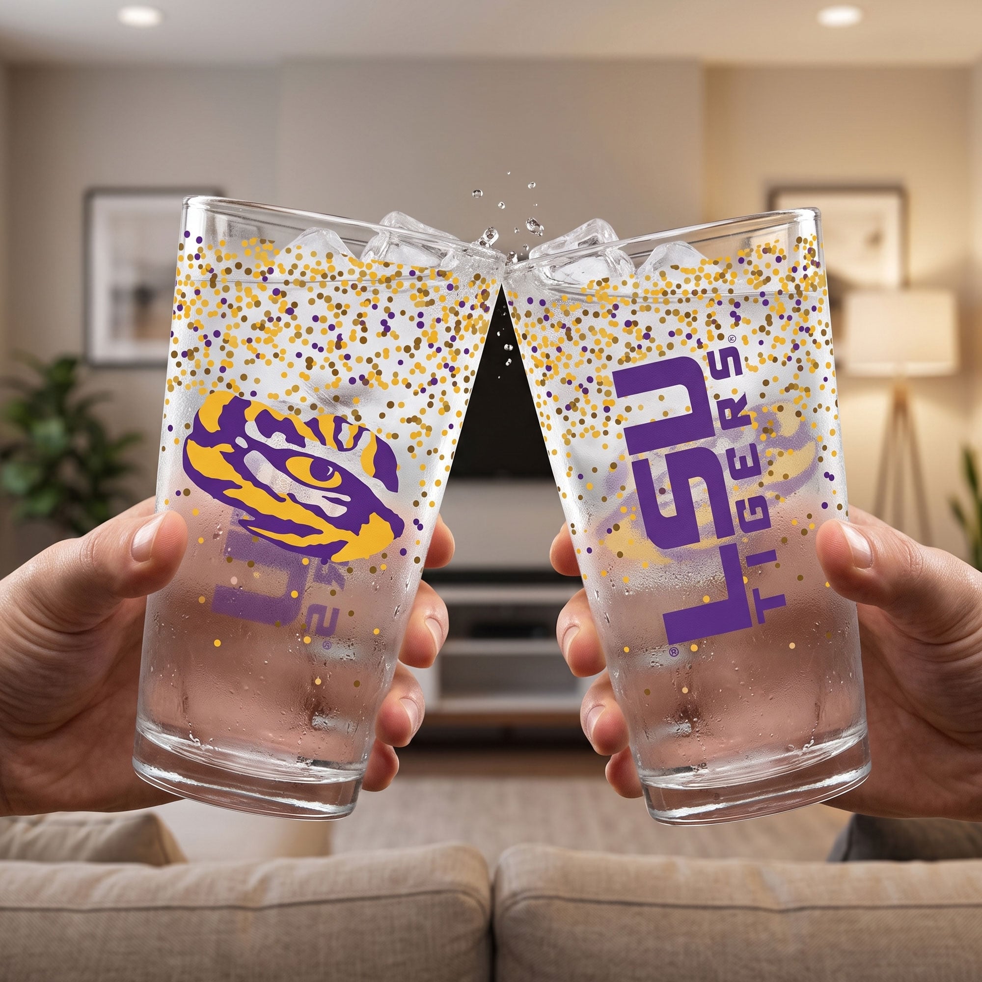 Indigo Falls LSU Tigers Confetti Pints - Set of 2