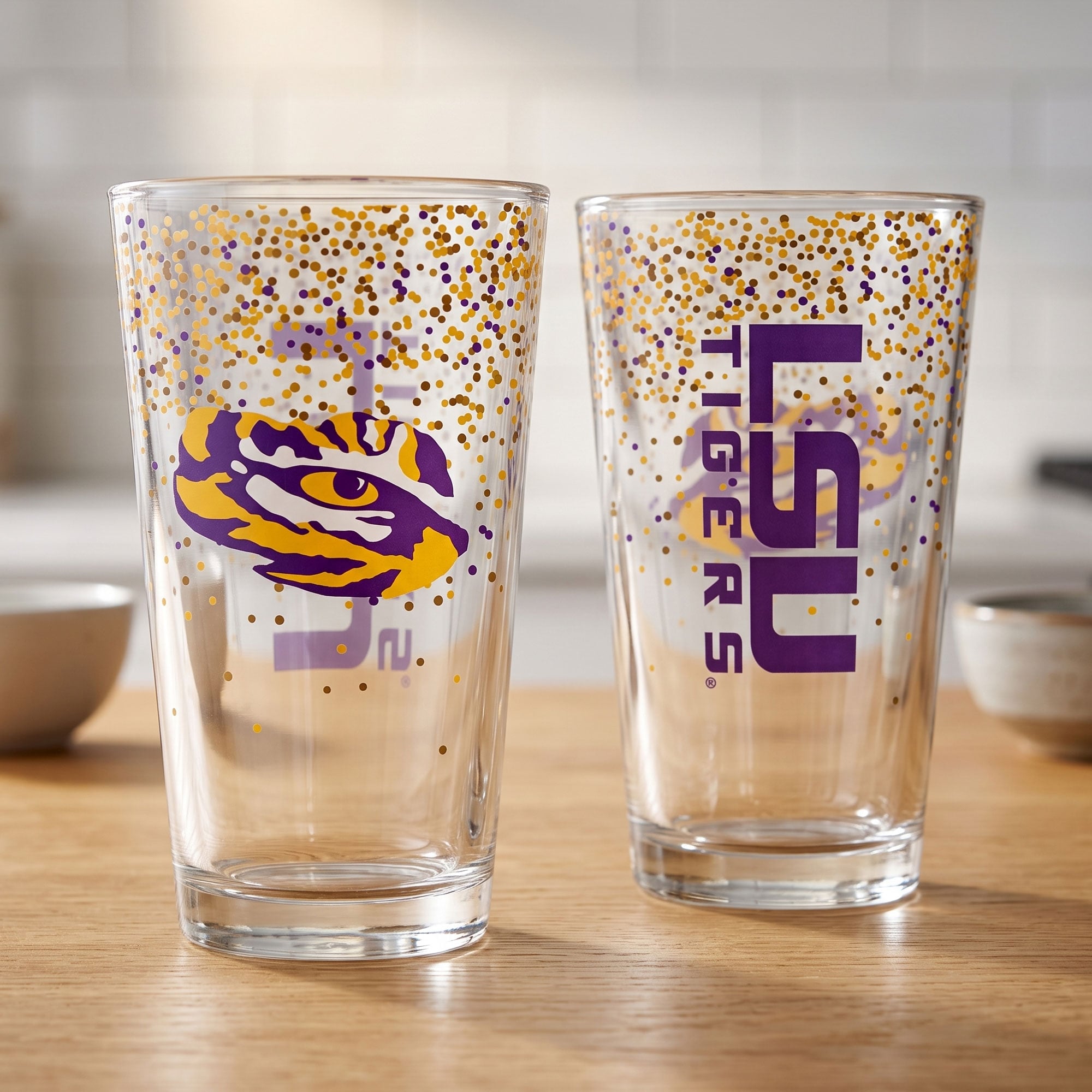 Indigo Falls LSU Tigers Confetti Pints - Set of 2