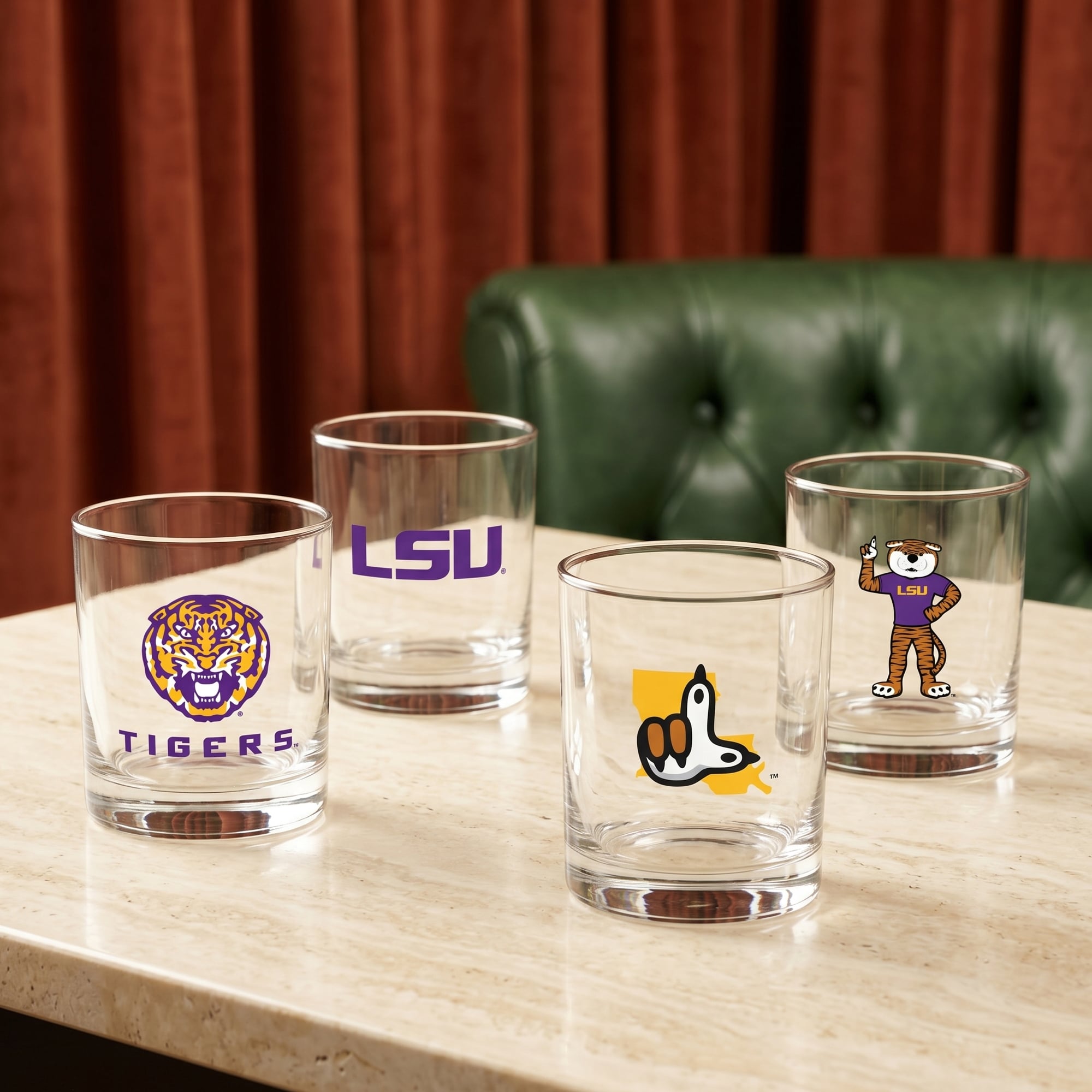 Coffret de 4 verres à whisky de collection Indigo Falls LSU Tigers Core