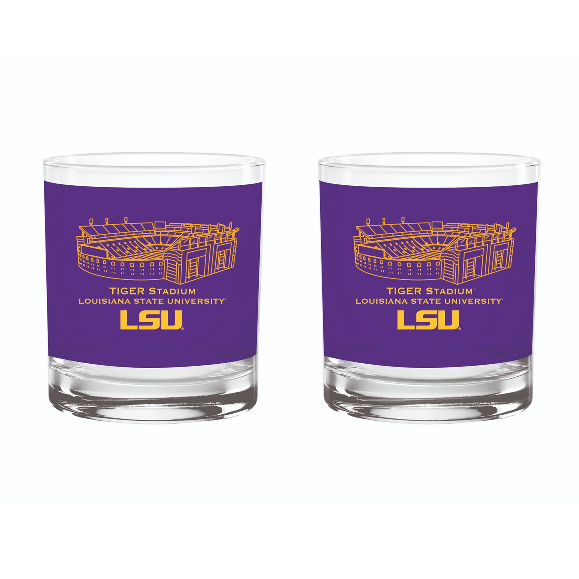 Indigo Falls  LSU Tigers Core Stadium Rocks Glass 2-Pack