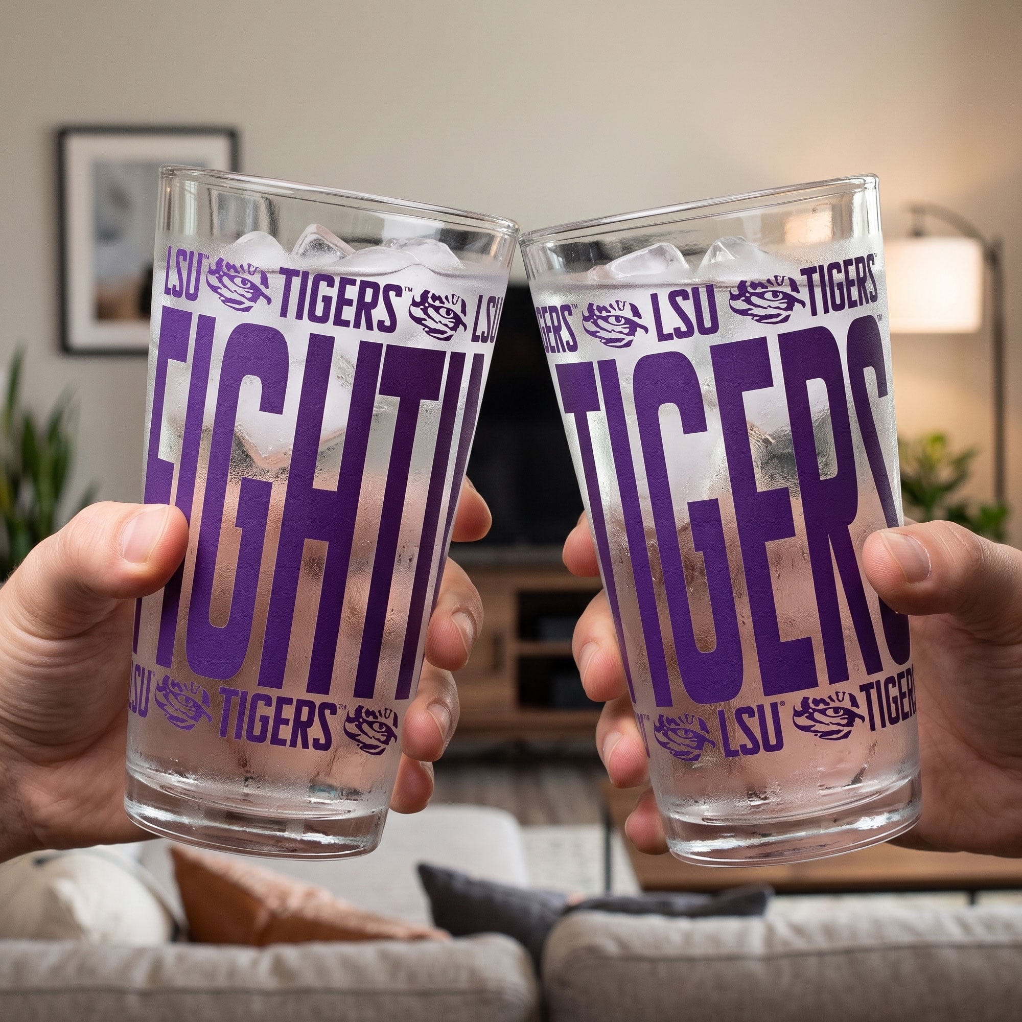 Indigo Falls LSU Tigers Elevated Pint Glass Set of 2