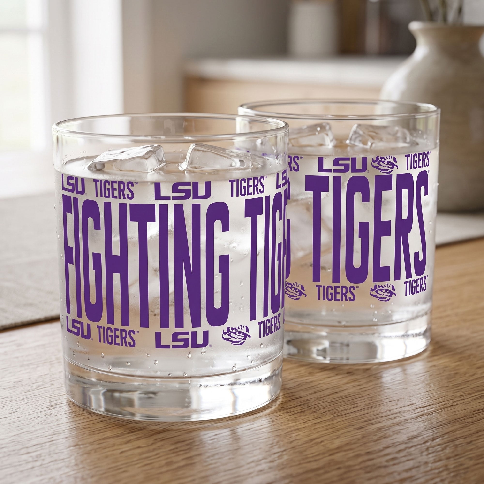 Indigo Falls LSU Tigers Elevated Rocks Glass - Set of 2
