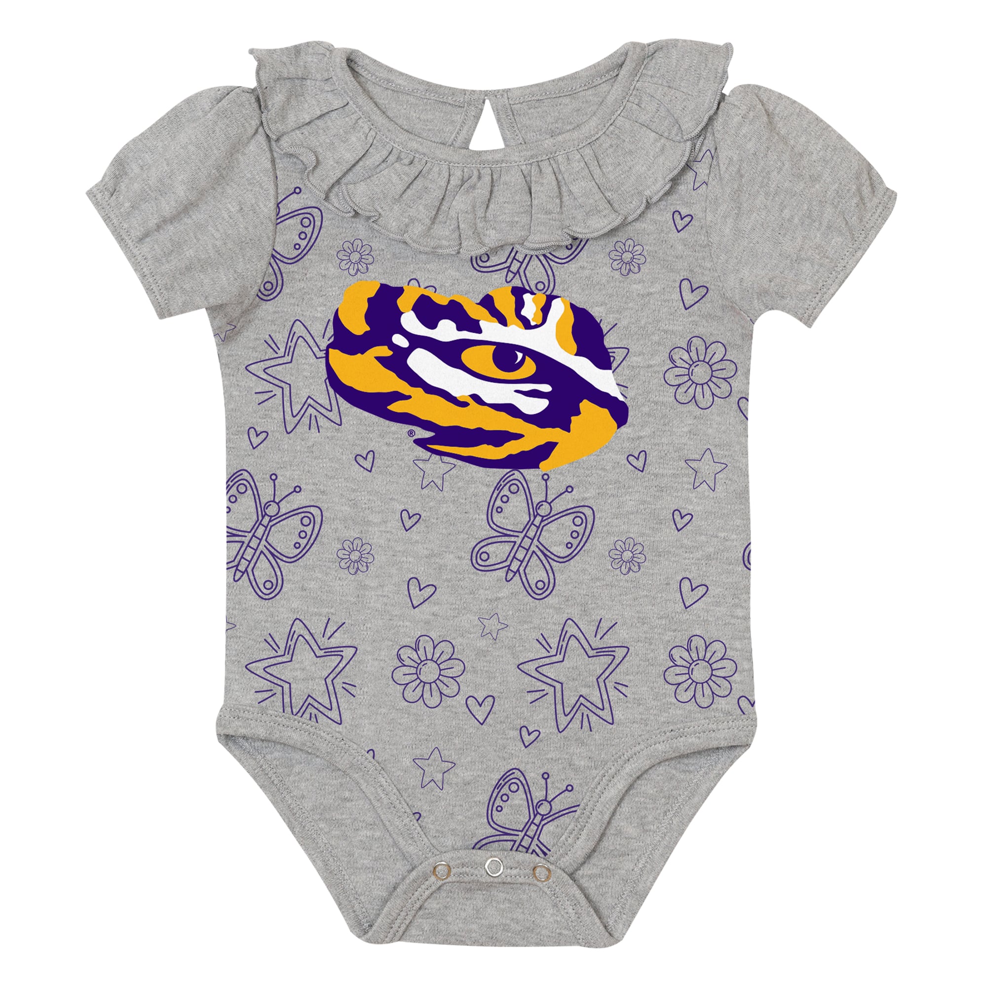 Infant Outerstuff  Purple/Gray LSU Tigers Two-Pack Playtime Ruffle Bodysuit Set