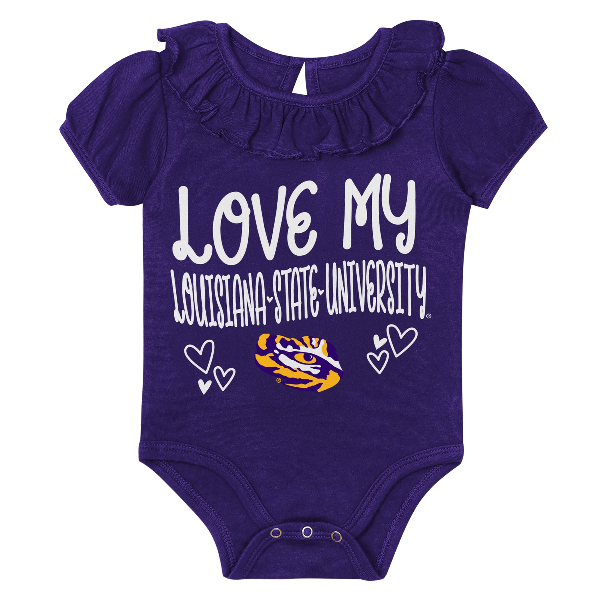 Infant Outerstuff  Purple/Gray LSU Tigers Two-Pack Playtime Ruffle Bodysuit Set