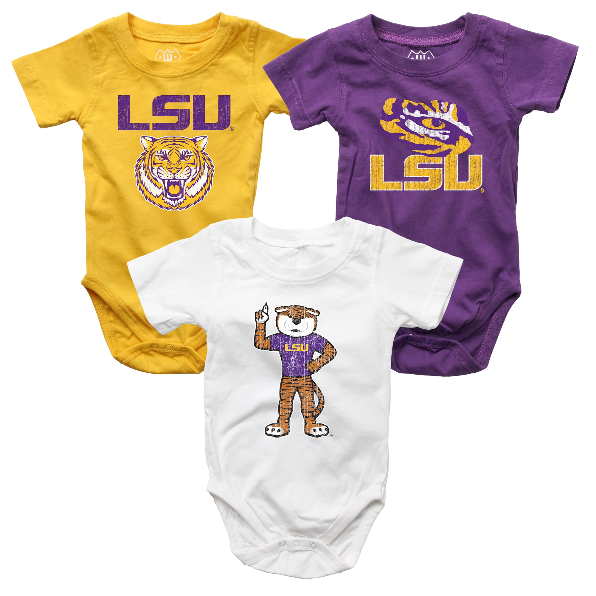 Ensemble de trois bodies pour bébé Wes & Willy LSU Tigers